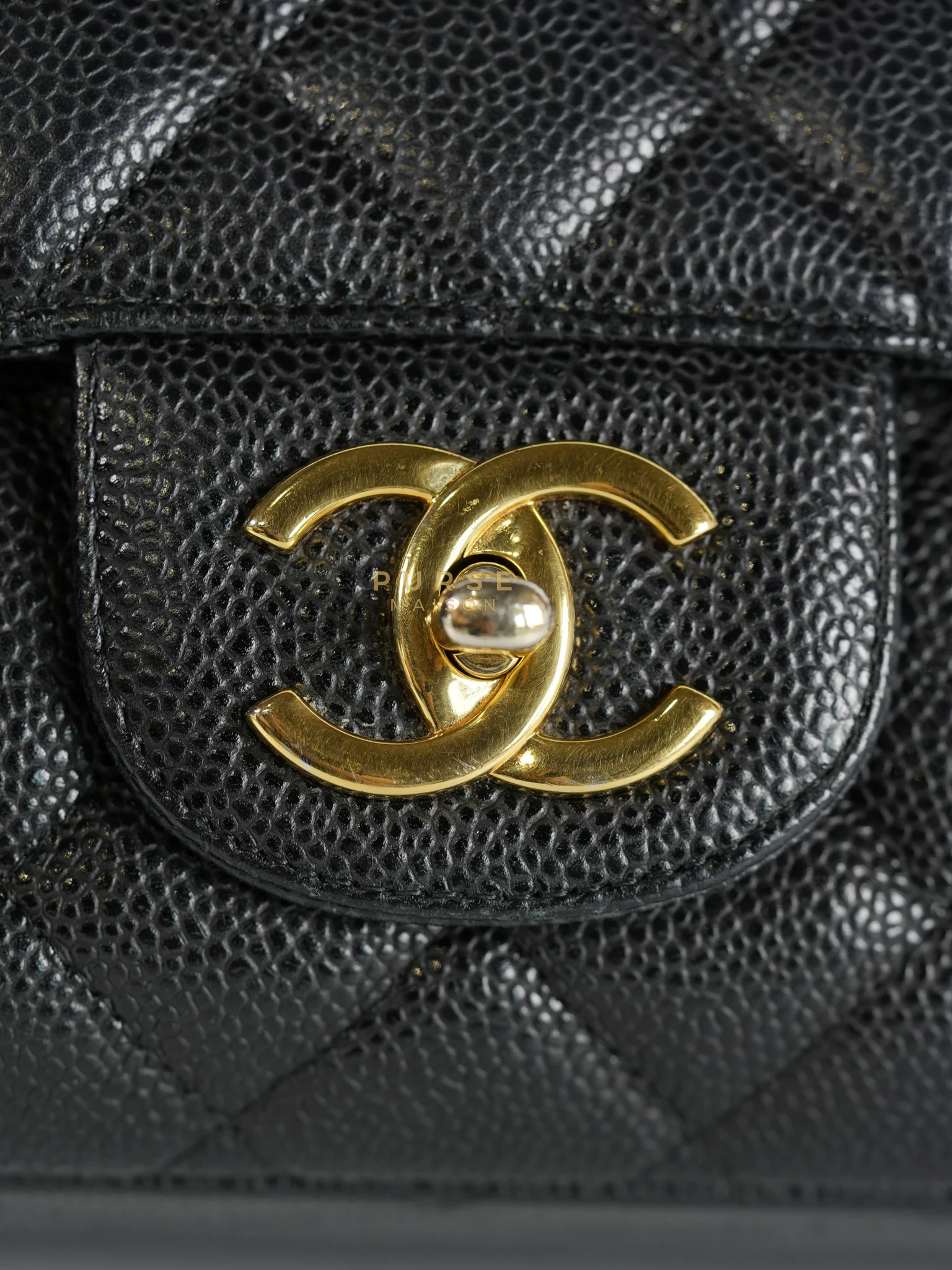 Chanel Classic Double Flap Maxi in Black Caviar Leather & Gold Hardware (Series 19) - Image 47