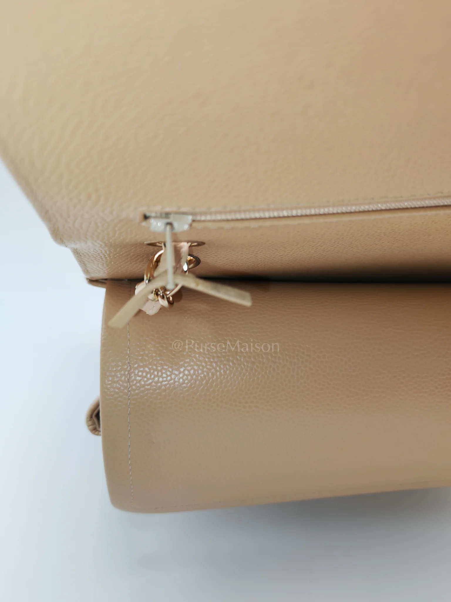 Chanel Classic Double Flap Jumbo Beige Caviar Leather on Gold Hardware (Series 19) - Image 21