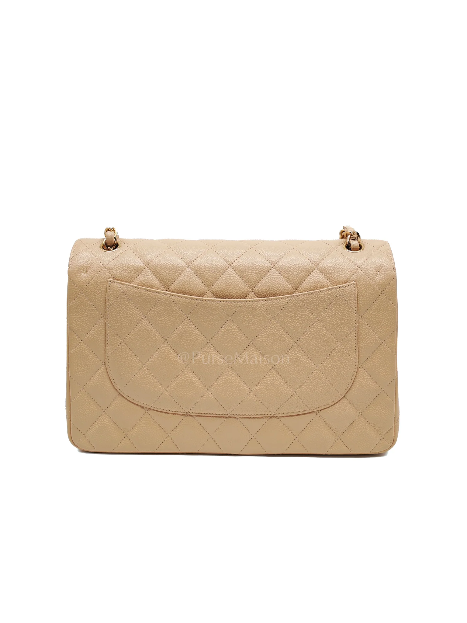 Chanel Classic Double Flap Jumbo Beige Caviar Leather on Gold Hardware (Series 19) - Image 4