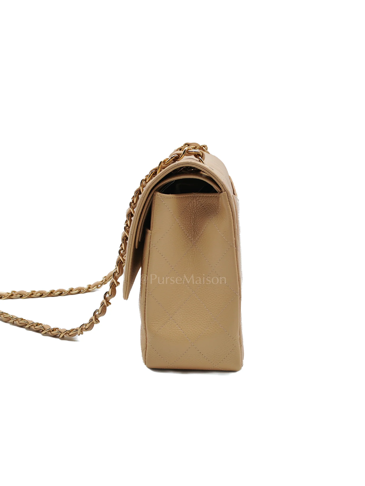Chanel Classic Double Flap Jumbo Beige Caviar Leather on Gold Hardware (Series 19) - Image 5