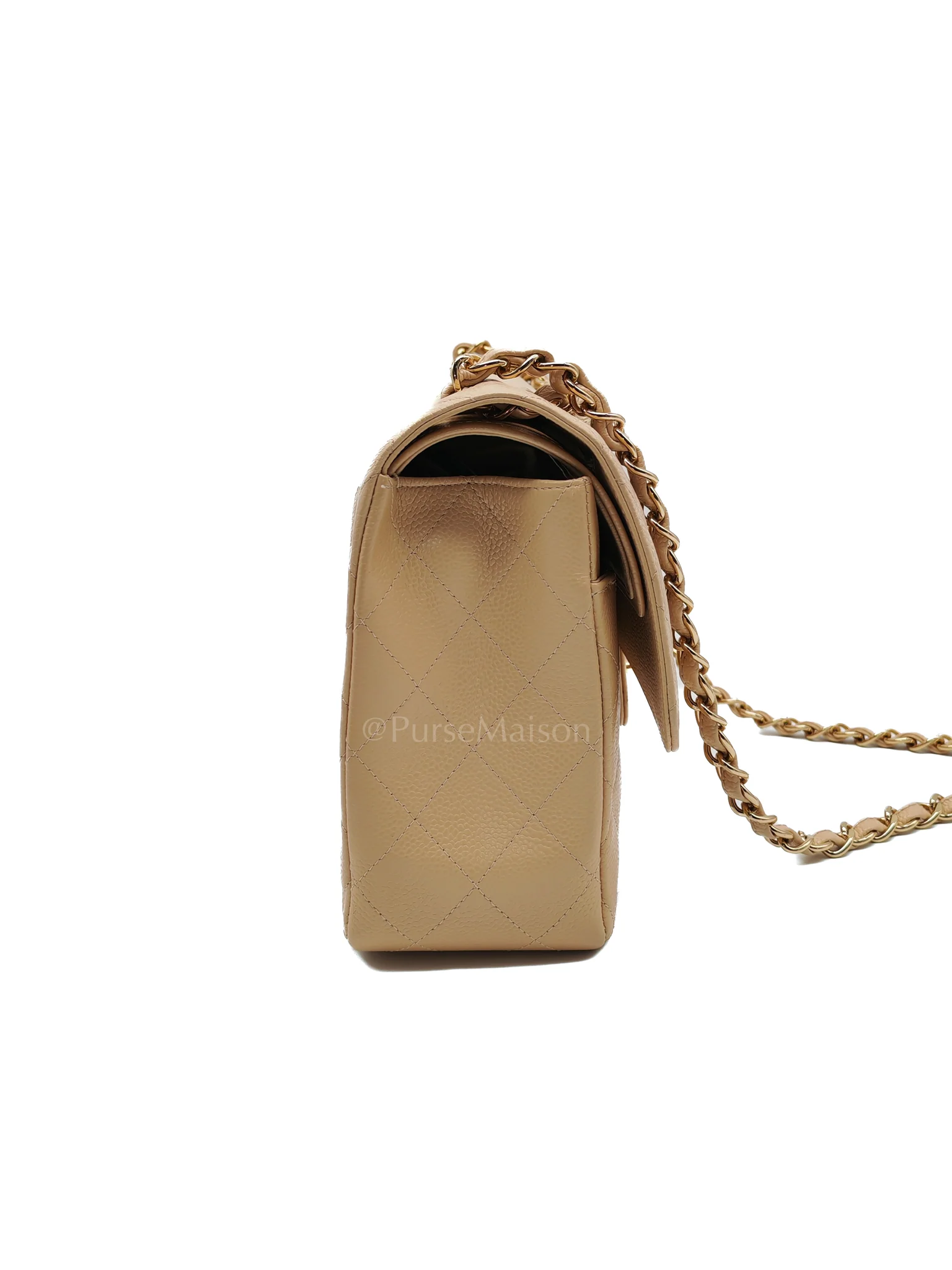 Chanel Classic Double Flap Jumbo Beige Caviar Leather on Gold Hardware (Series 19) - Image 6