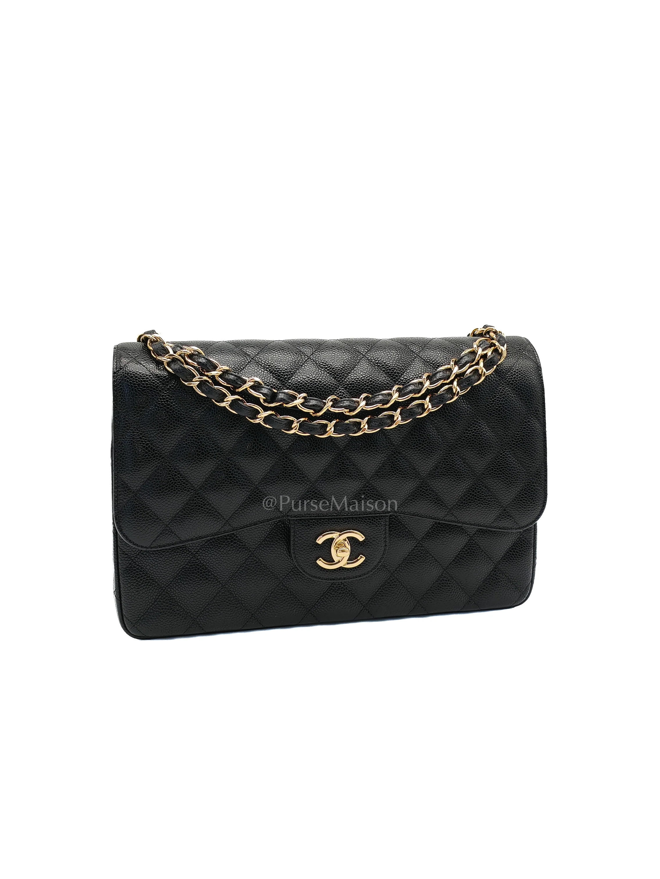 Chanel Classic Double Flap Jumbo Black Caviar Leather in Gold Hardware (Series 24) - Image 2