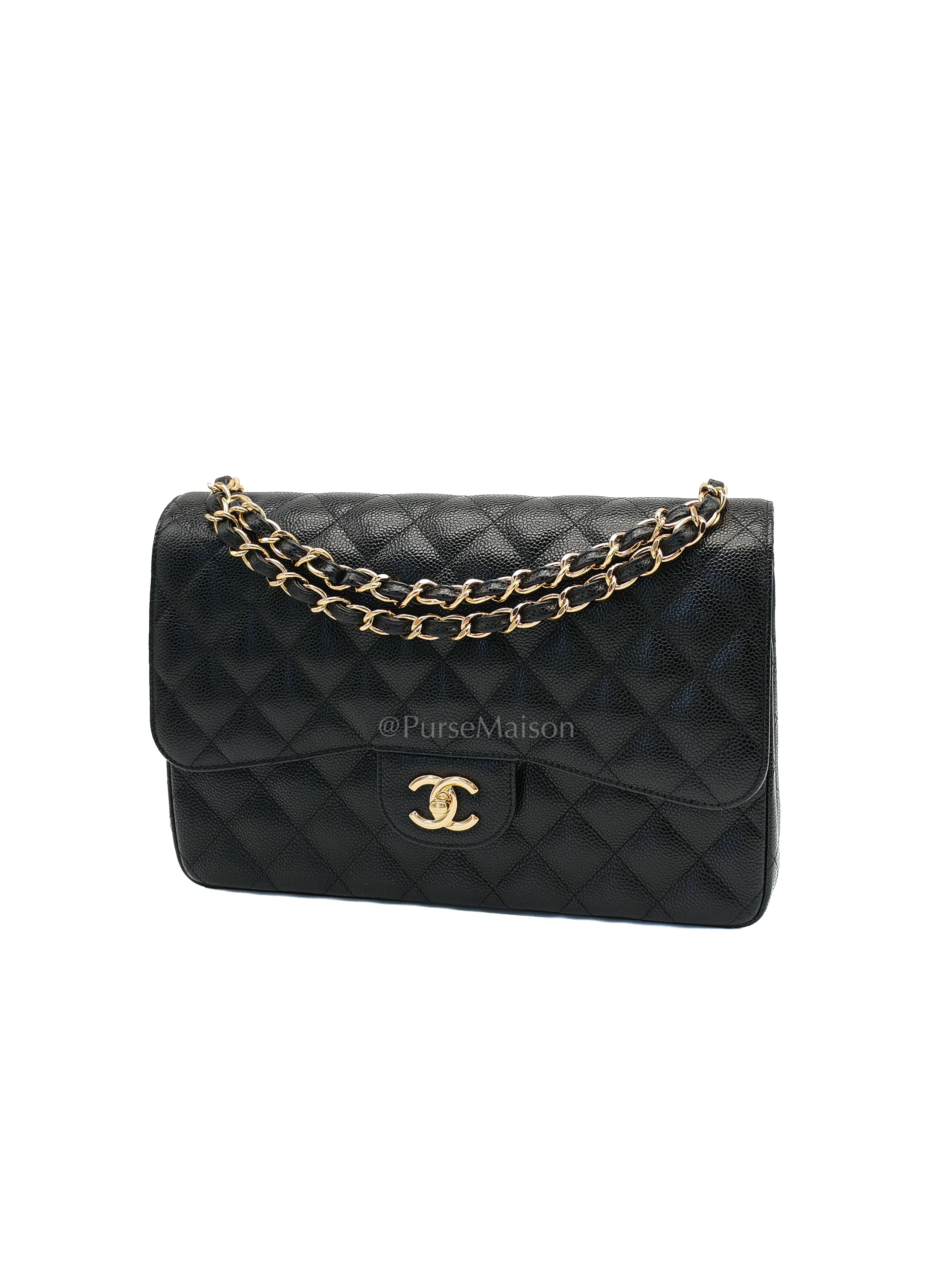 Chanel Classic Double Flap Jumbo Black Caviar Leather in Gold Hardware (Series 24) - Image 3