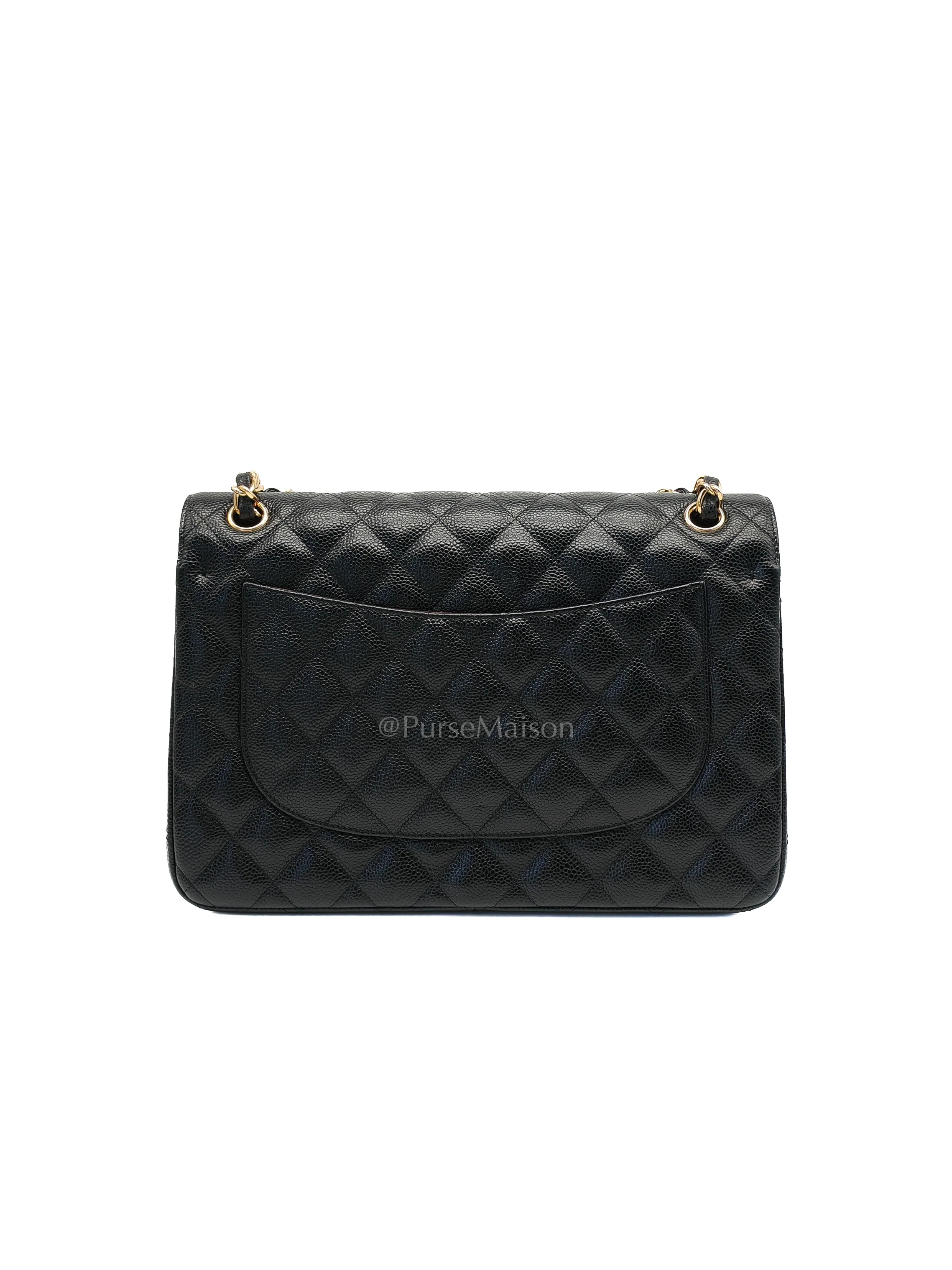 Chanel Classic Double Flap Jumbo Black Caviar Leather in Gold Hardware (Series 24) - Image 4