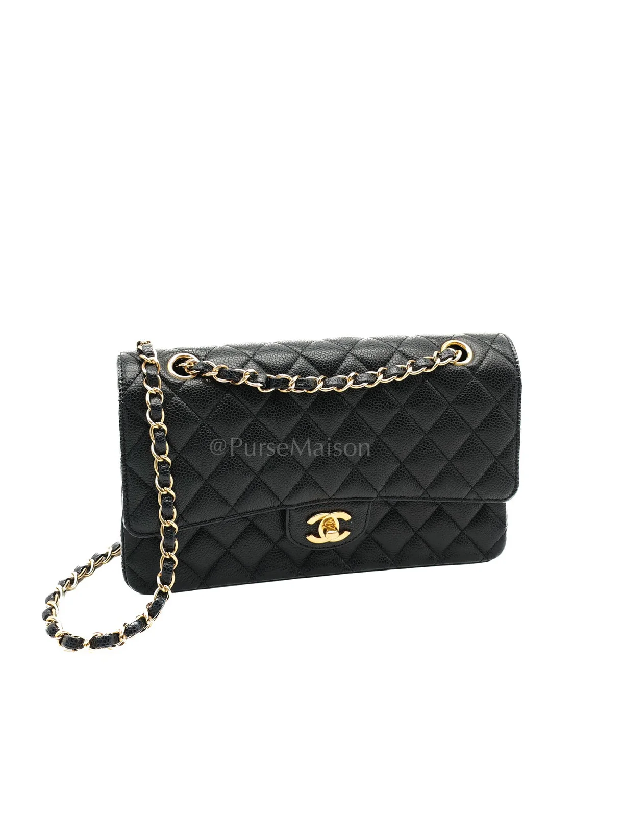 Chanel Classic Double Flap Medium Black Caviar Leather In Gold Hardware Series 19 - Image 2
