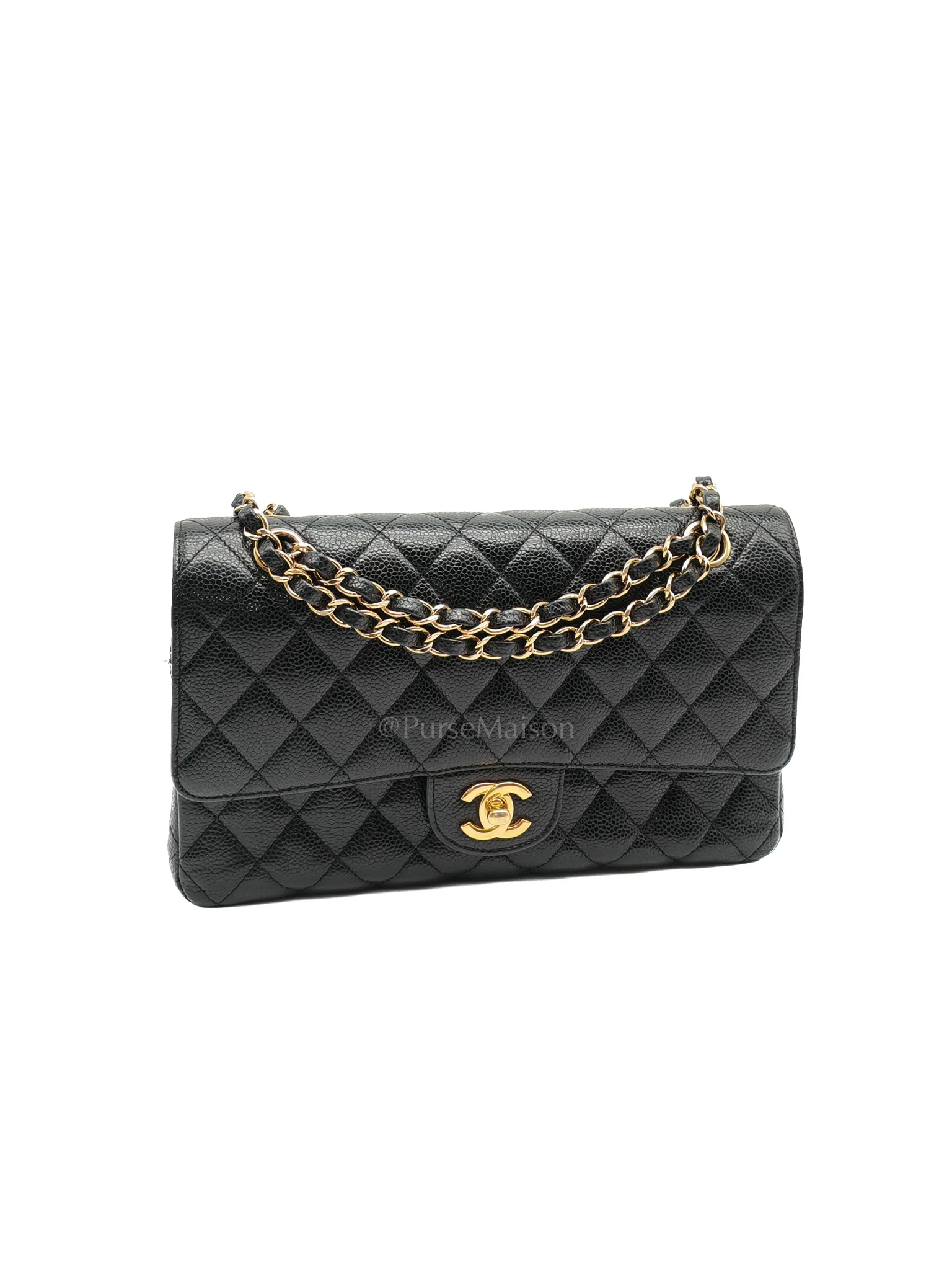 Chanel Classic Double Flap Medium in Black Quilted Caviar Leather & Gold Hardware Series 20 - Image 2