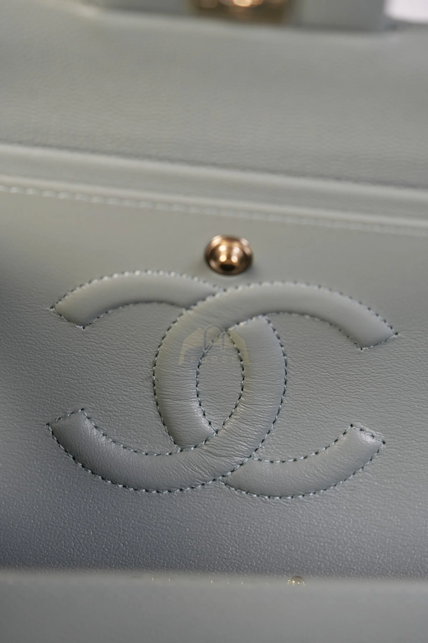 Chanel Classic Double Flap Medium in Mint Green Quilted Caviar Leather & Light Gold Hardware Microchip - Image 24