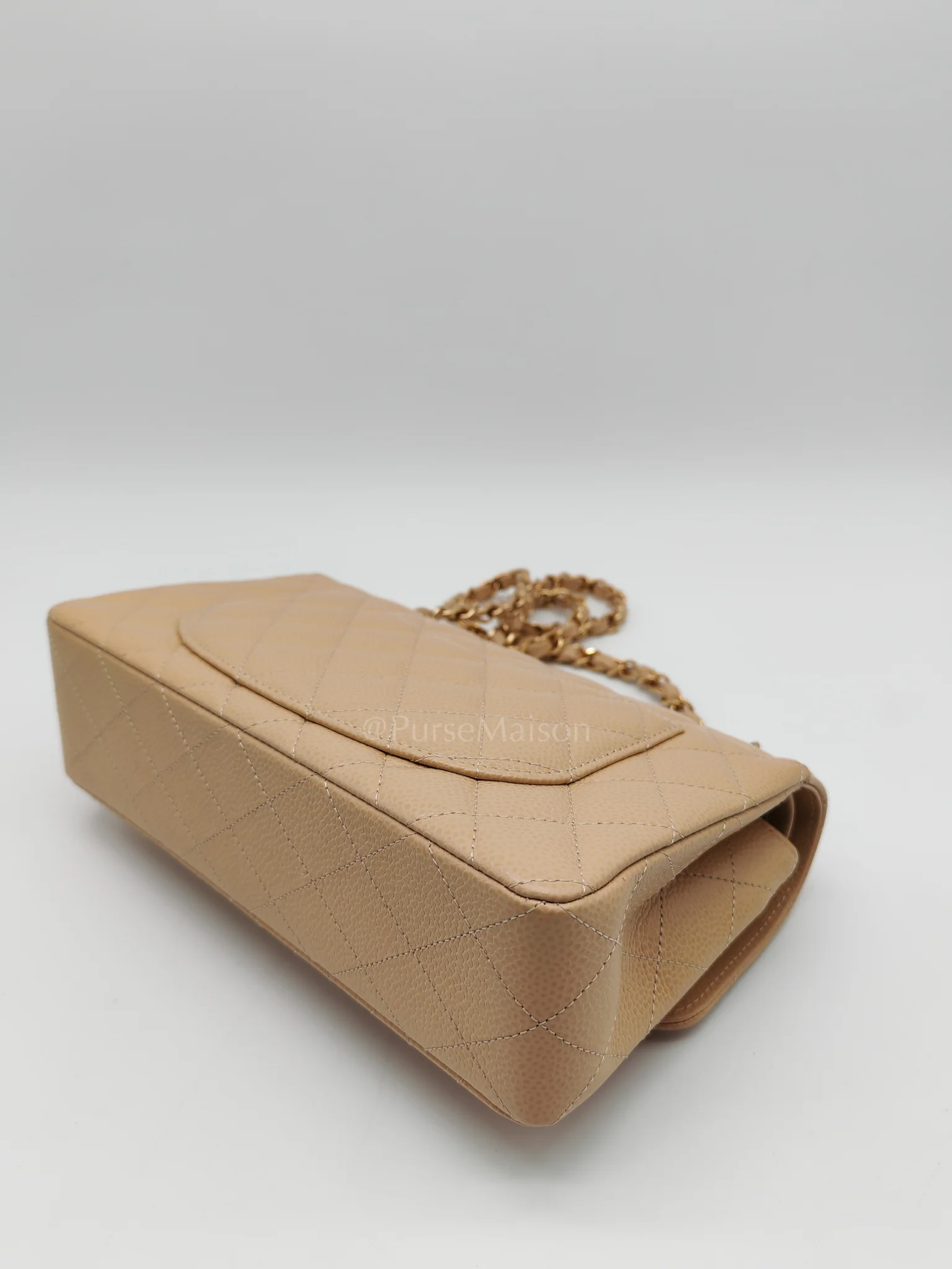 Chanel Classic Double Flap Small in Beige Clair Caviar Leather and Gold Hardware (Microchip) - Image 11