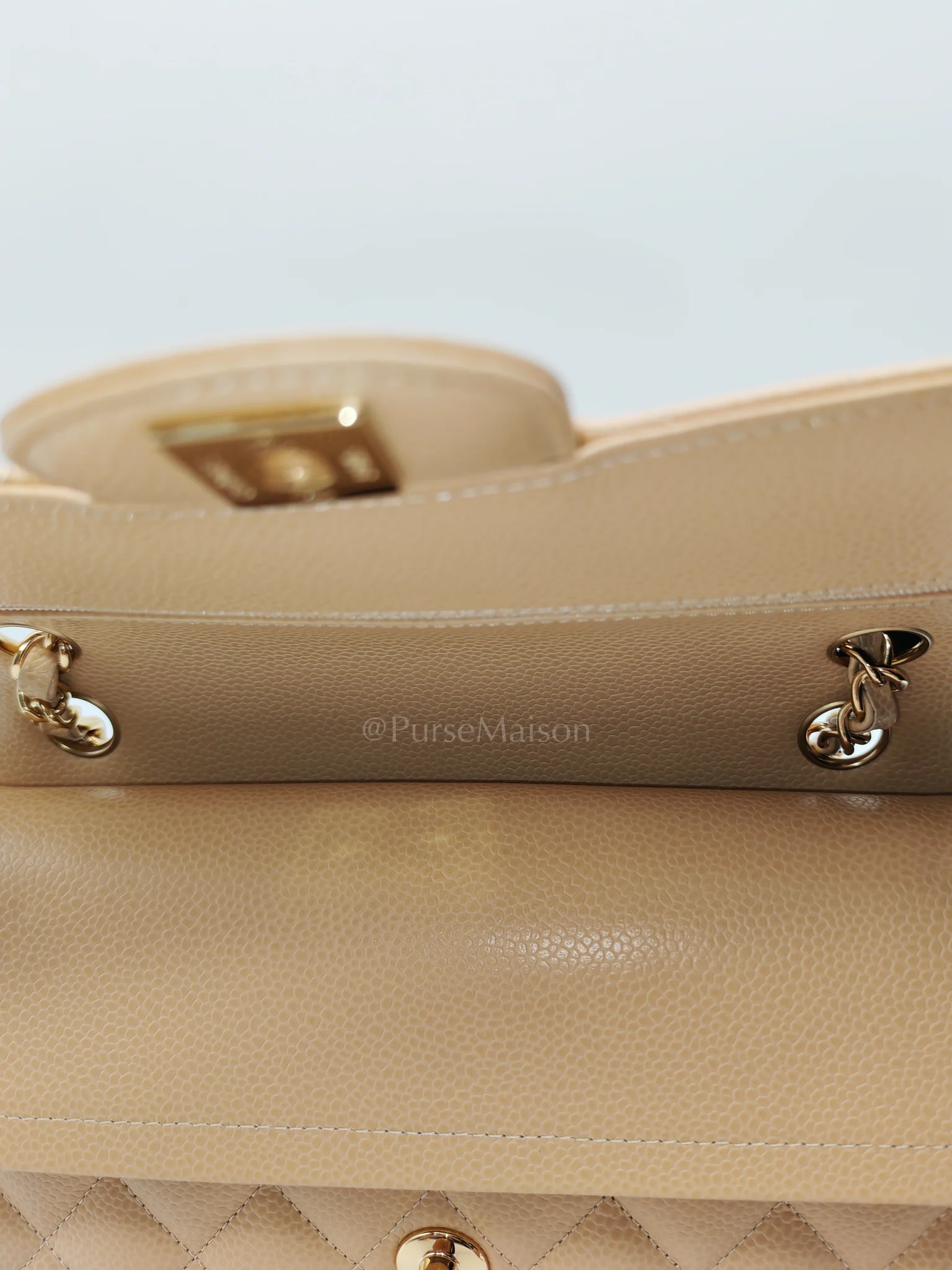 Chanel Classic Double Flap Small in Beige Clair Caviar Leather and Gold Hardware (Microchip) - Image 17