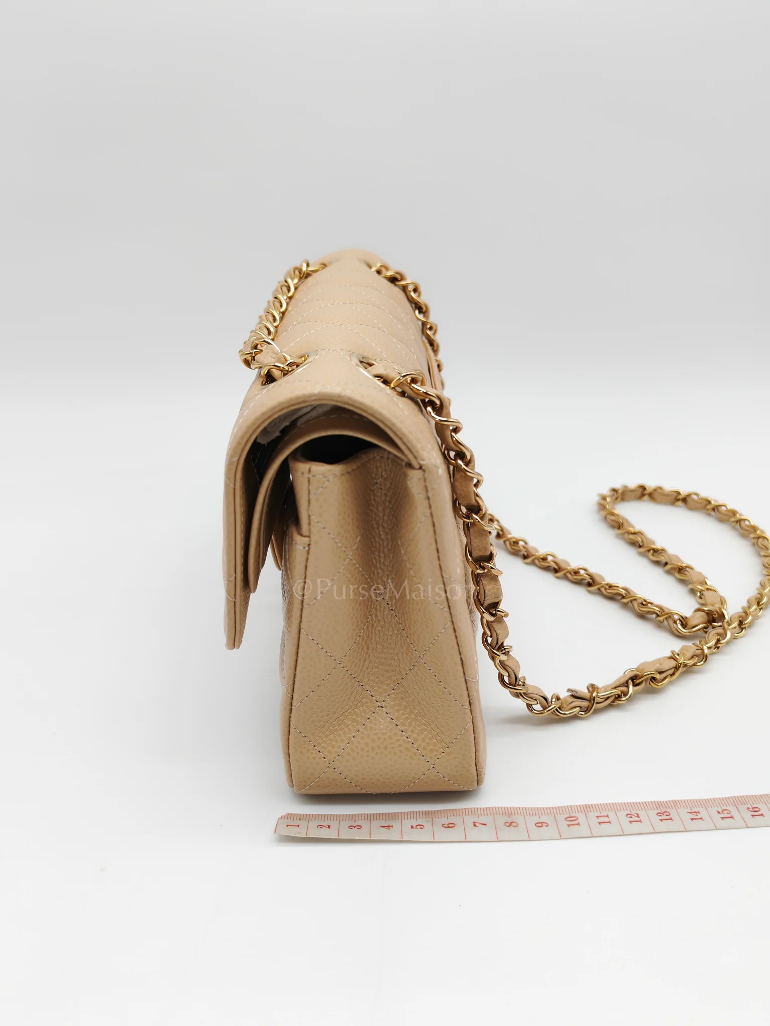 Chanel Classic Double Flap Small in Beige Clair Caviar Leather and Gold Hardware (Microchip) - Image 26