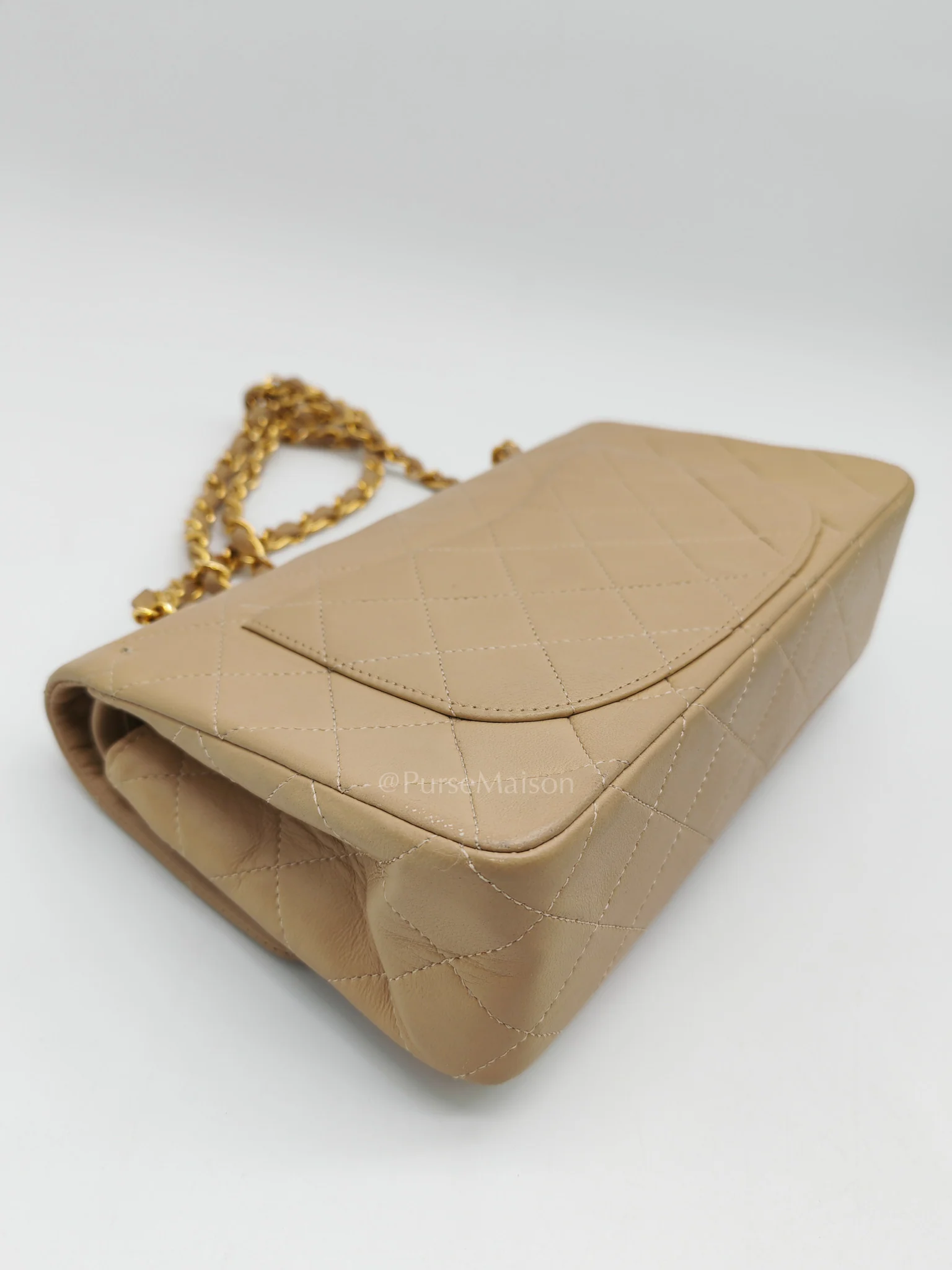 Chanel Classic Double Flap Small in Beige Lambskin Leather & Gold Hardware Series 1 - Image 10