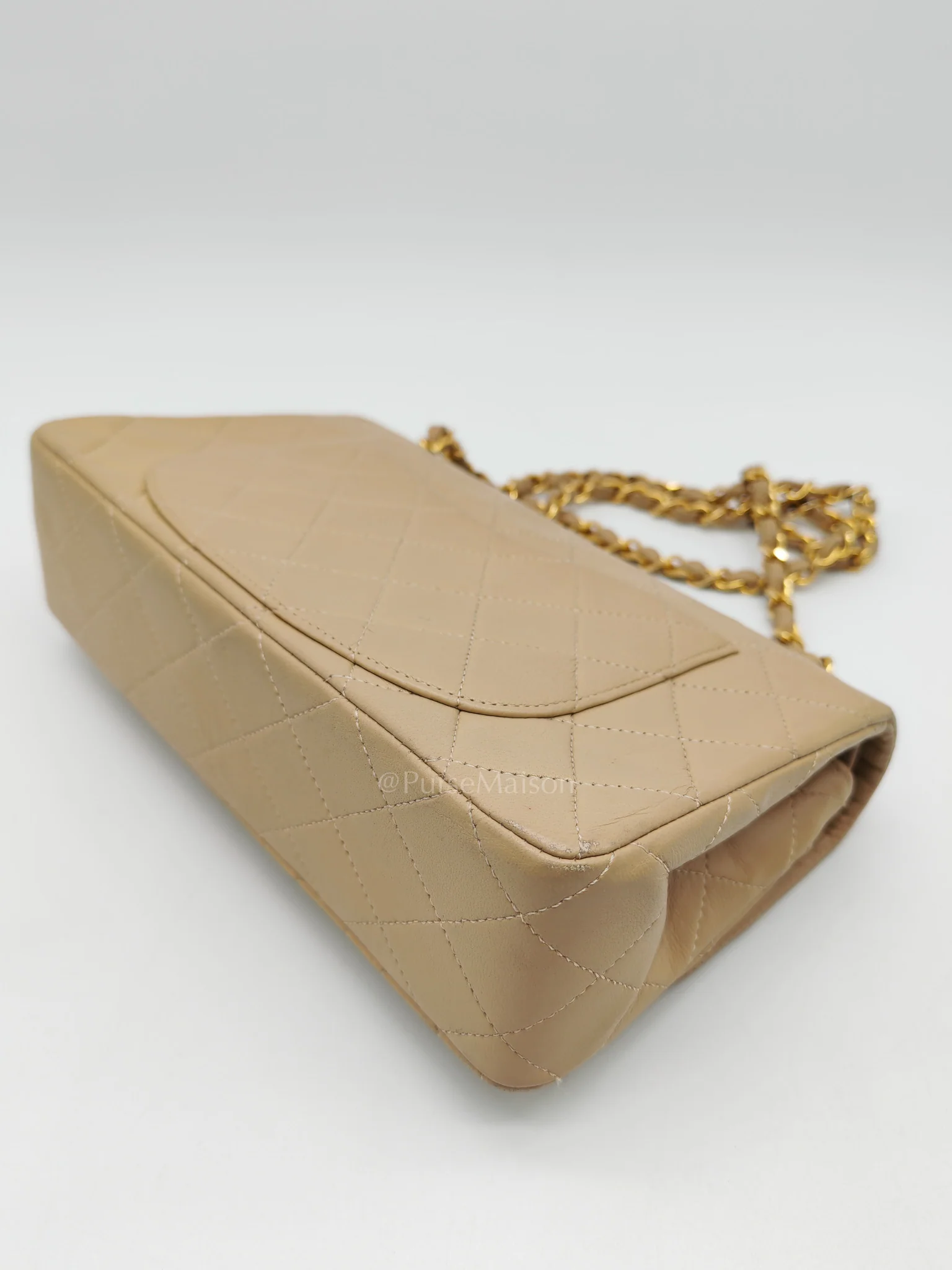 Chanel Classic Double Flap Small in Beige Lambskin Leather & Gold Hardware Series 1 - Image 11