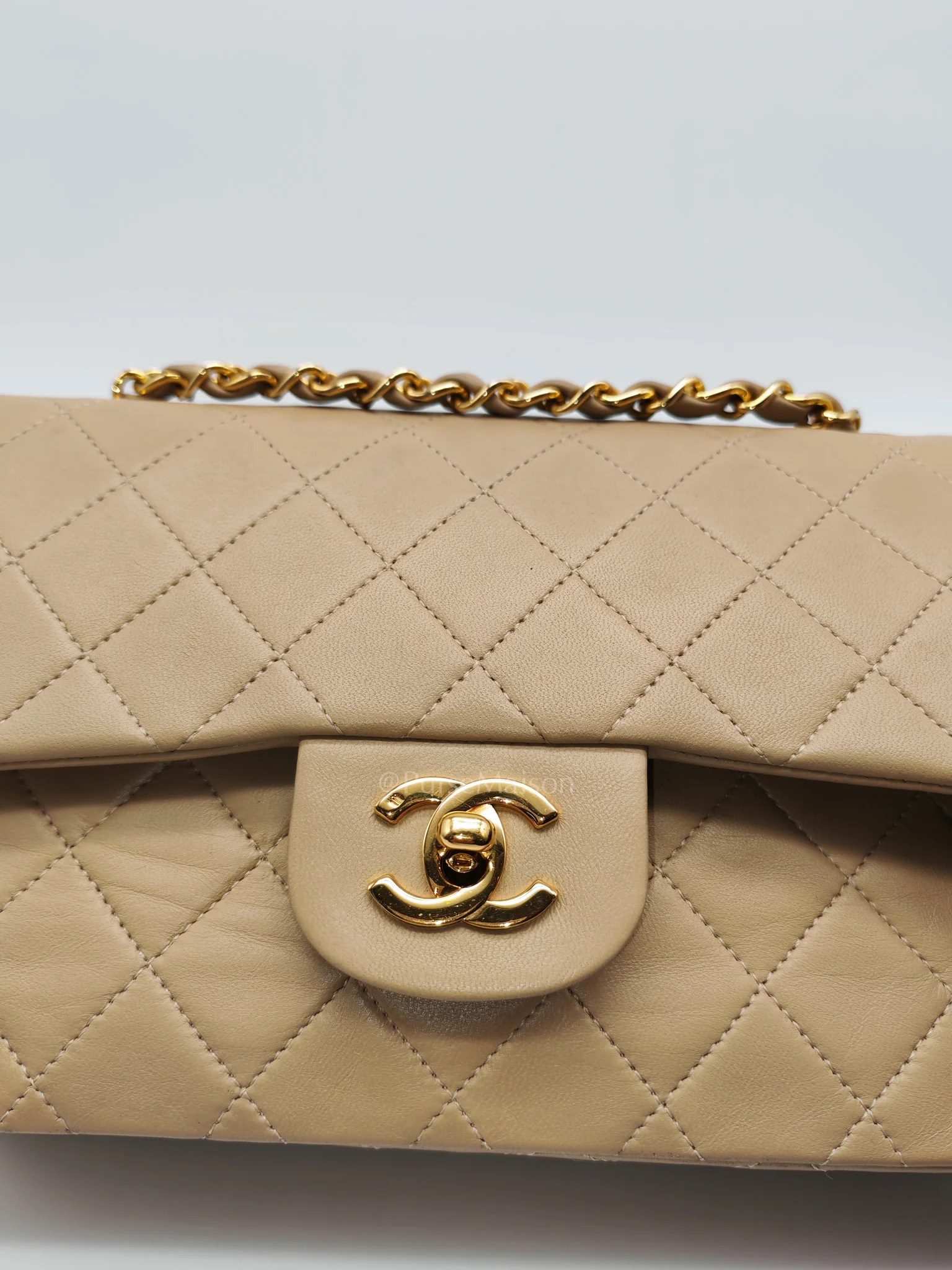 Chanel Classic Double Flap Small in Beige Lambskin Leather & Gold Hardware Series 1 - Image 12