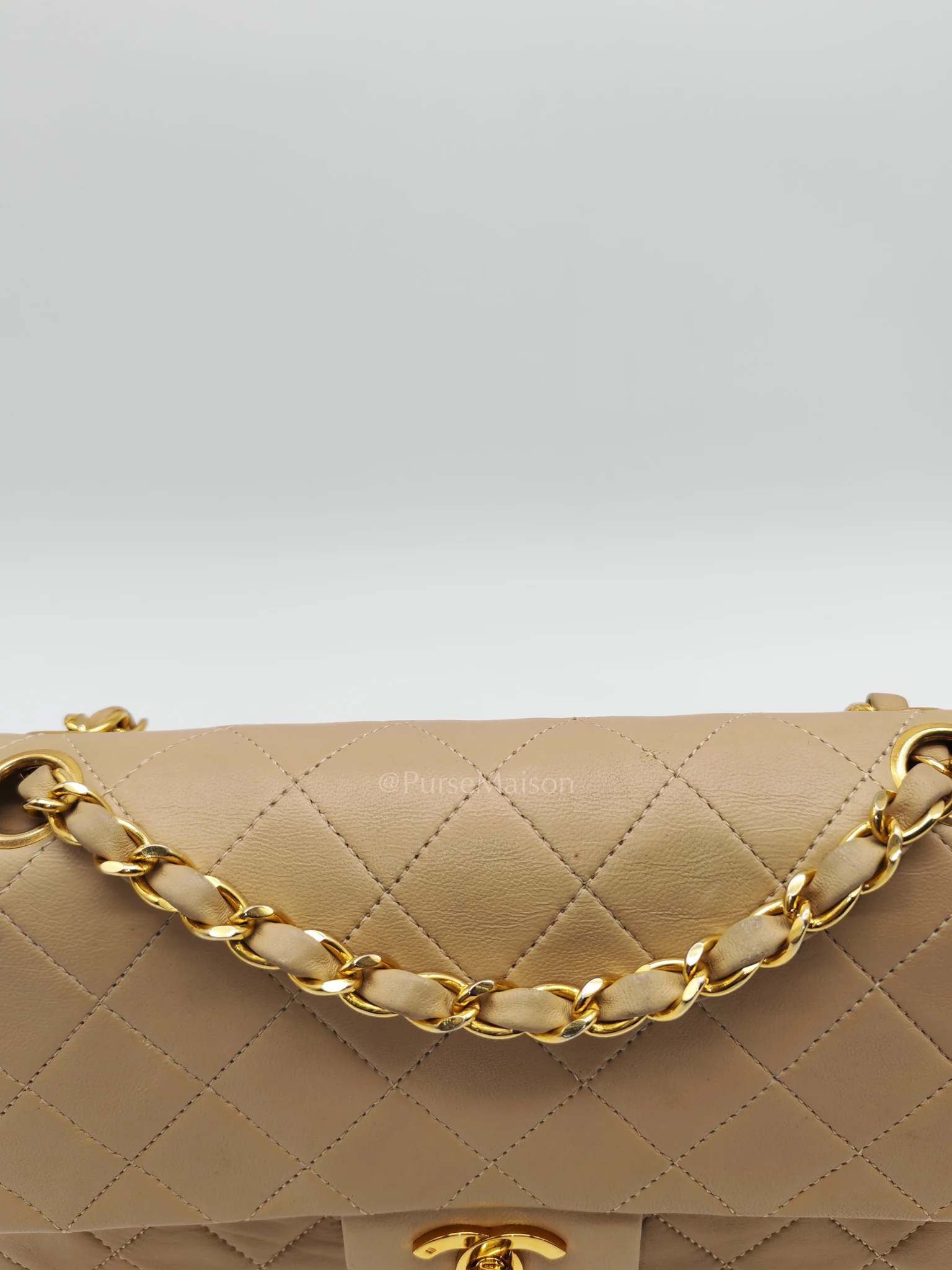 Chanel Classic Double Flap Small in Beige Lambskin Leather & Gold Hardware Series 1 - Image 14