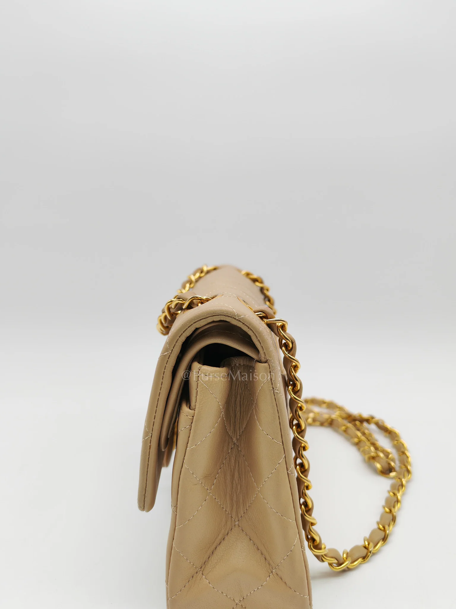 Chanel Classic Double Flap Small in Beige Lambskin Leather & Gold Hardware Series 1 - Image 16