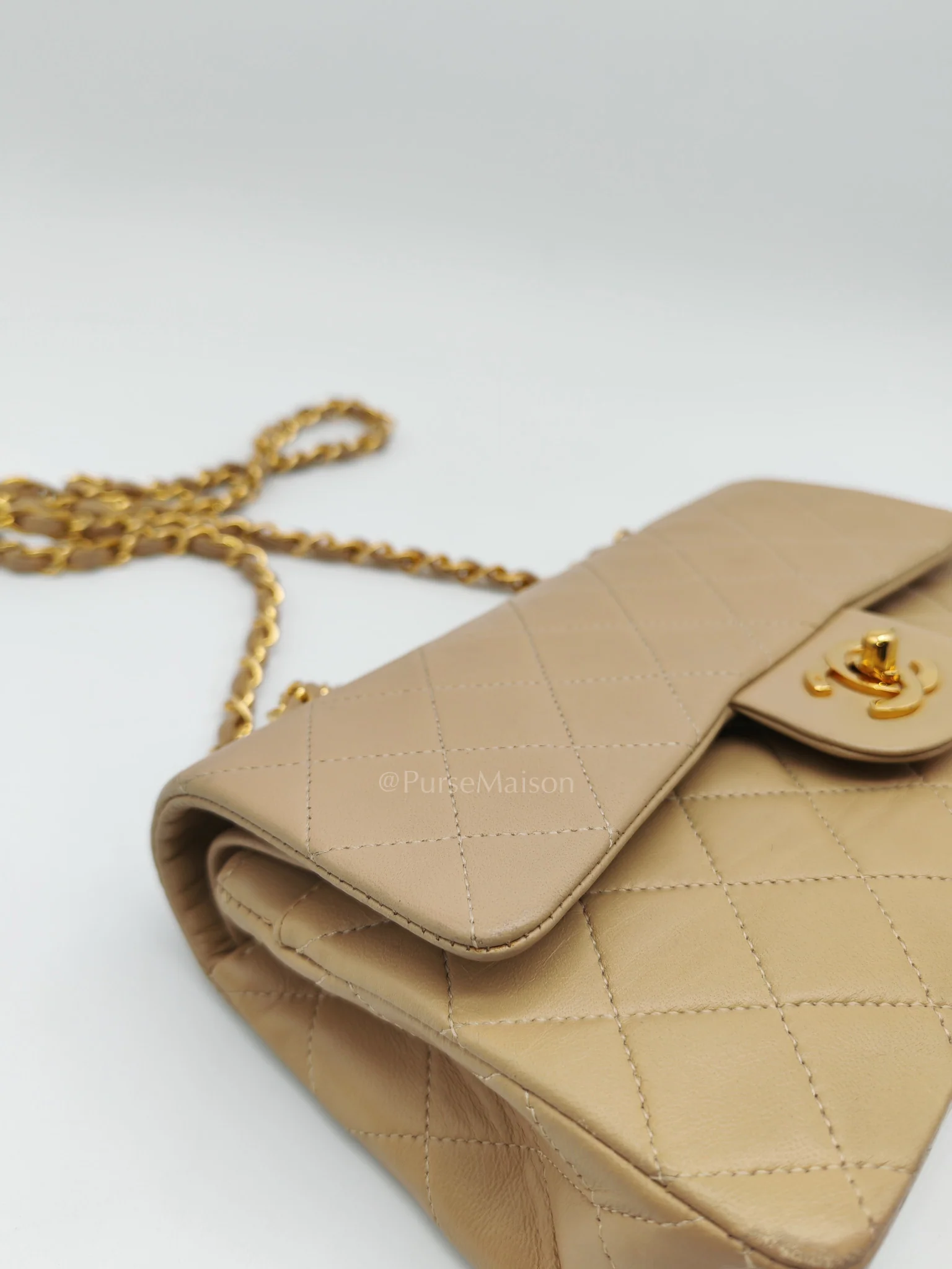 Chanel Classic Double Flap Small in Beige Lambskin Leather & Gold Hardware Series 1 - Image 17
