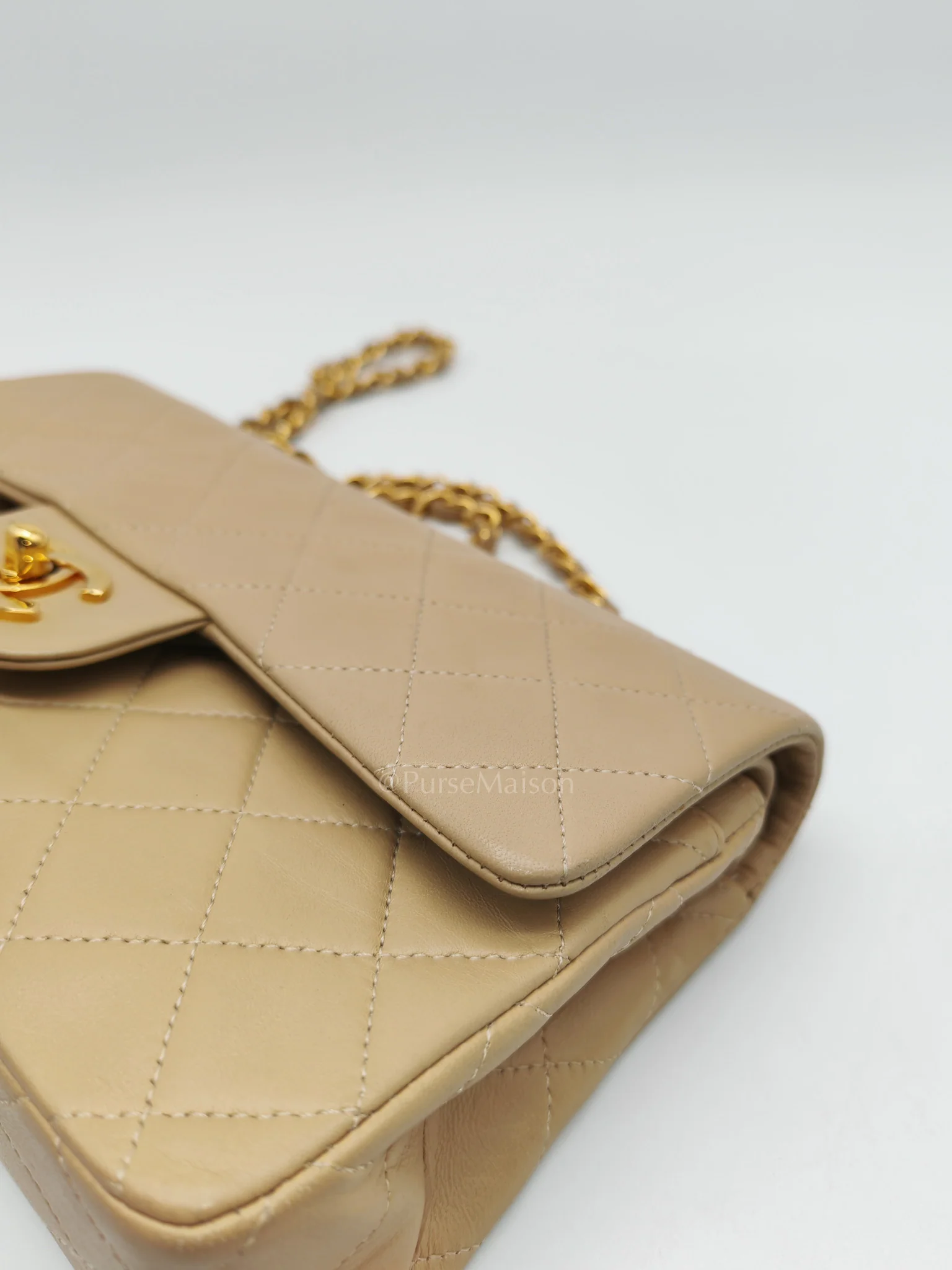 Chanel Classic Double Flap Small in Beige Lambskin Leather & Gold Hardware Series 1 - Image 18