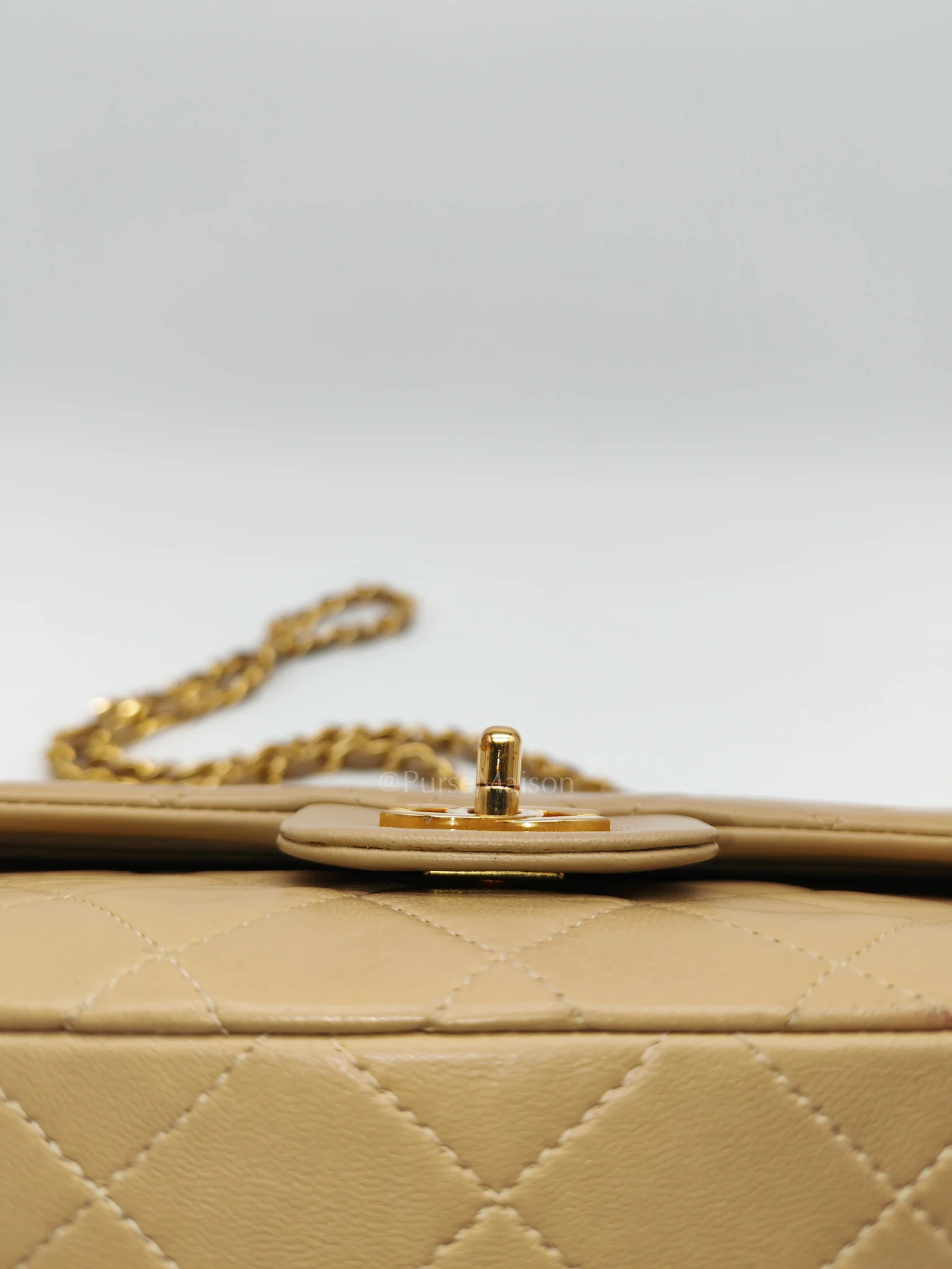 Chanel Classic Double Flap Small in Beige Lambskin Leather & Gold Hardware Series 1 - Image 19