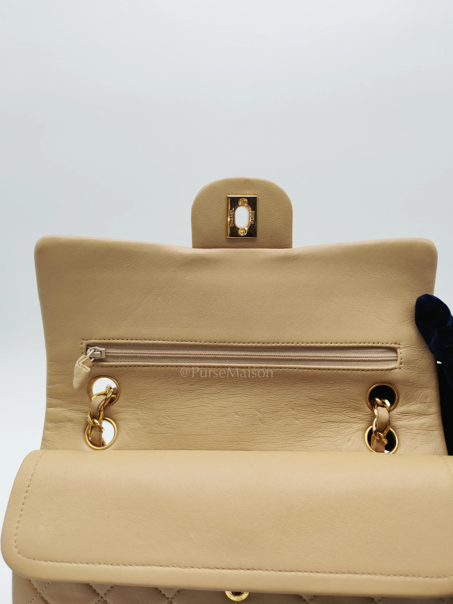 Chanel Classic Double Flap Small in Beige Lambskin Leather & Gold Hardware Series 1 - Image 23