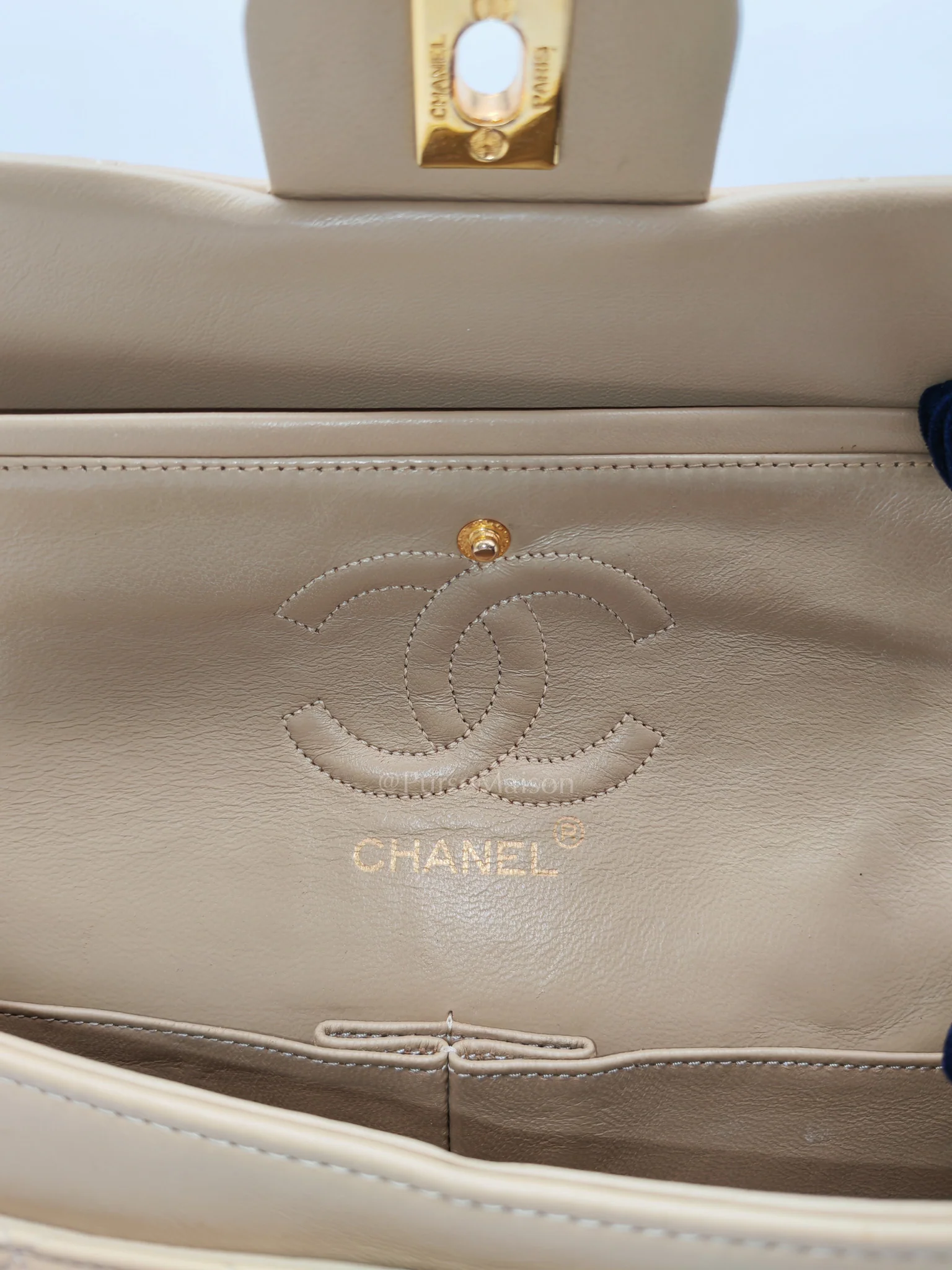 Chanel Classic Double Flap Small in Beige Lambskin Leather & Gold Hardware Series 1 - Image 24