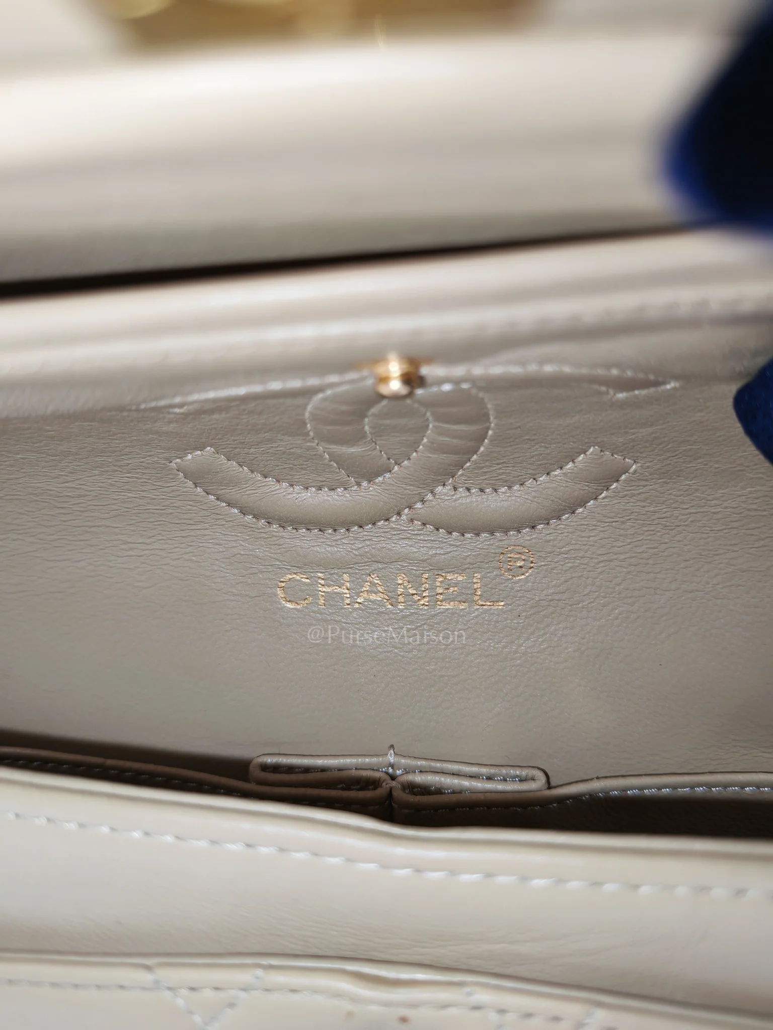 Chanel Classic Double Flap Small in Beige Lambskin Leather & Gold Hardware Series 1 - Image 25