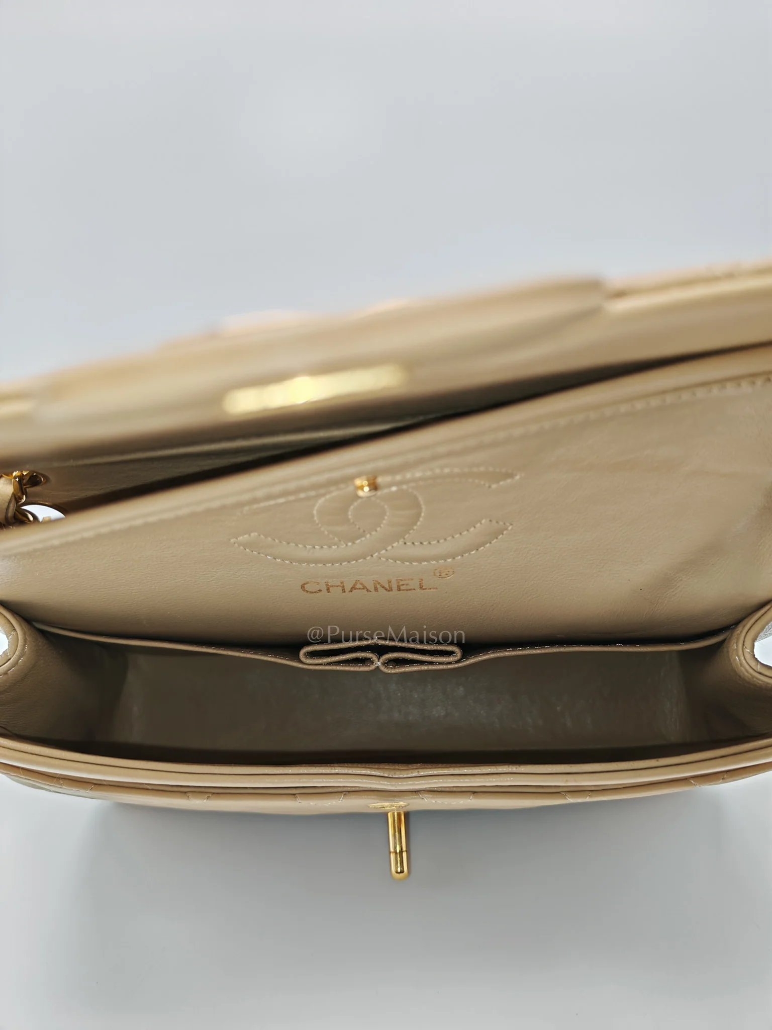 Chanel Classic Double Flap Small in Beige Lambskin Leather & Gold Hardware Series 1 - Image 26