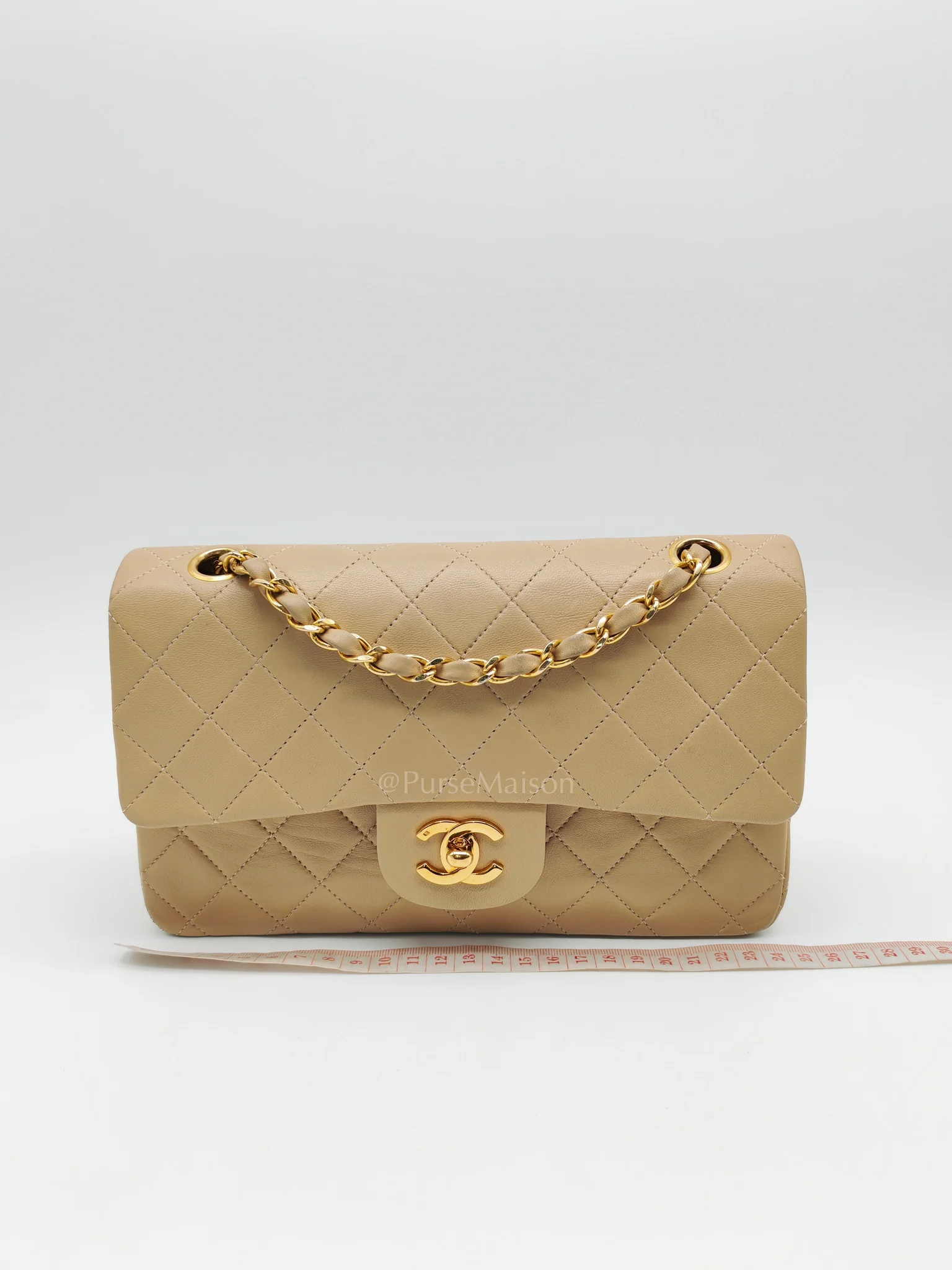 Chanel Classic Double Flap Small in Beige Lambskin Leather & Gold Hardware Series 1 - Image 31