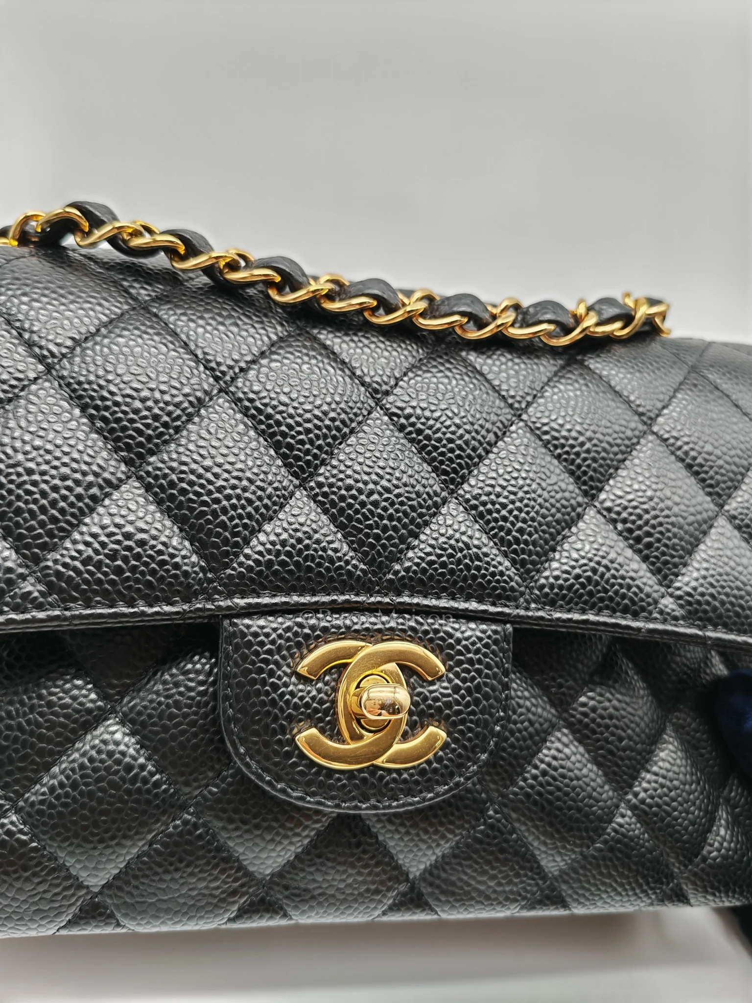 Chanel Classic Double Flap Small in Black Caviar Leather Gold Hardware (Microchip) - Image 12