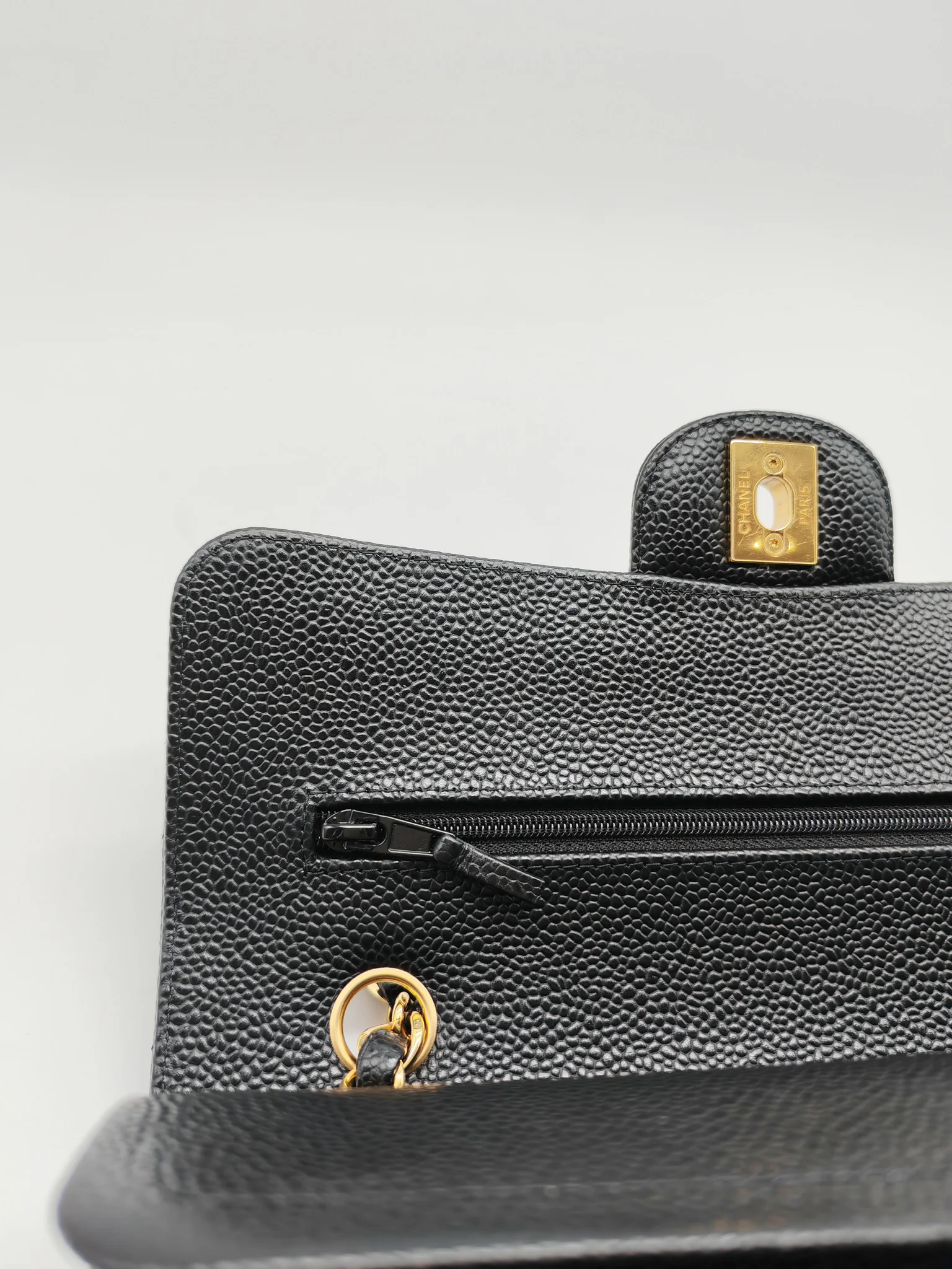 Chanel Classic Double Flap Small in Black Caviar Leather Gold Hardware (Microchip) - Image 15