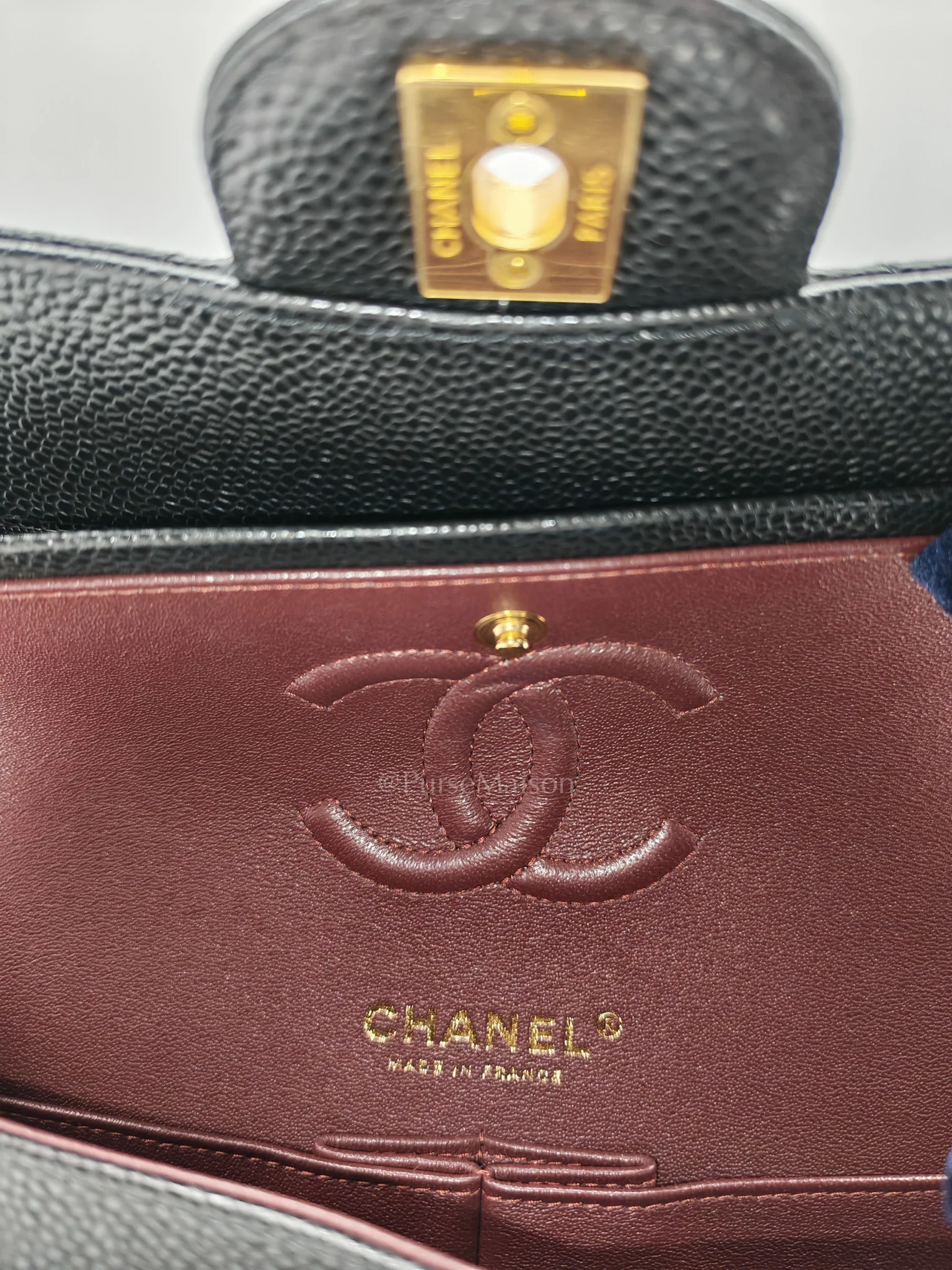 Chanel Classic Double Flap Small in Black Caviar Leather Gold Hardware (Microchip) - Image 18