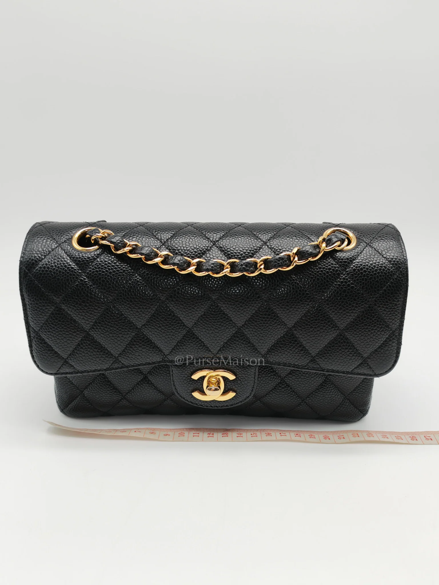 Chanel Classic Double Flap Small in Black Caviar Leather Gold Hardware (Microchip) - Image 22
