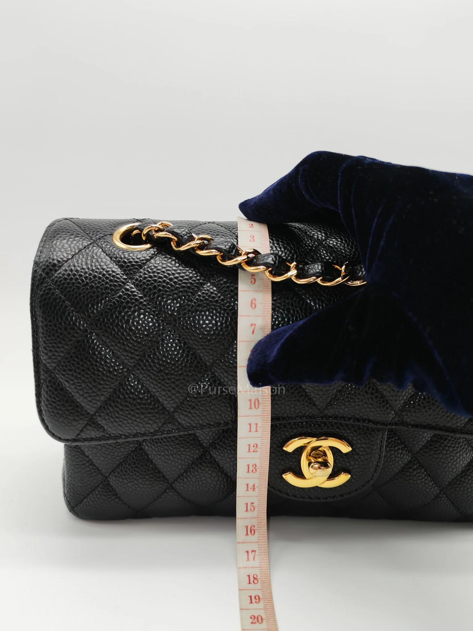 Chanel Classic Double Flap Small in Black Caviar Leather Gold Hardware (Microchip) - Image 23