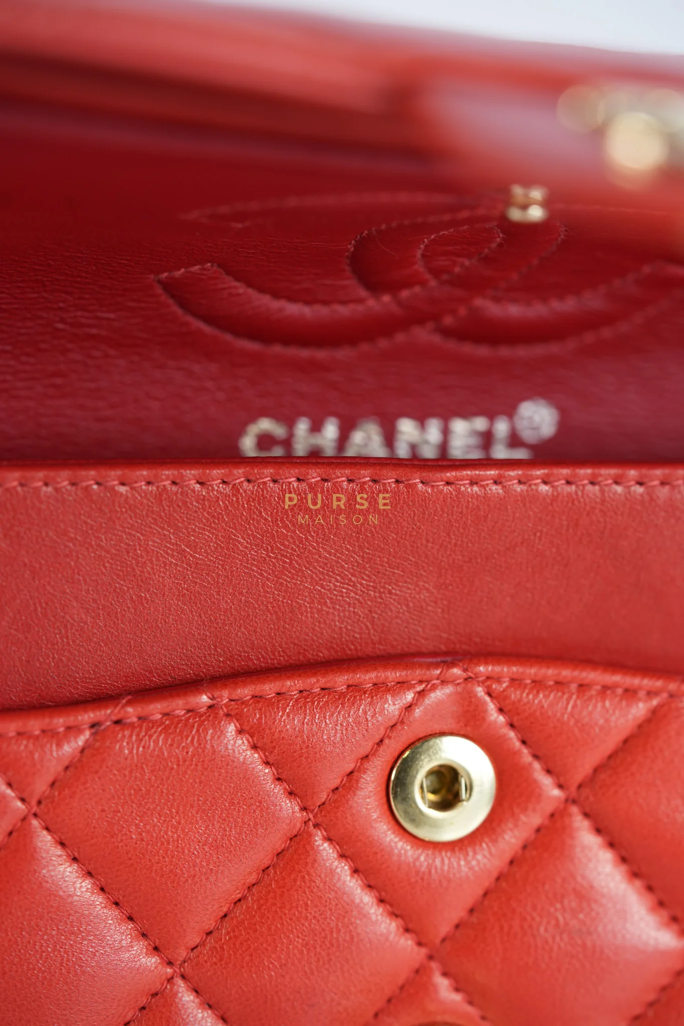 Chanel Classic Double Flap Small Vintage in Red Lambskin Leather and 24k Gold Hardware Series 6 - Image 37