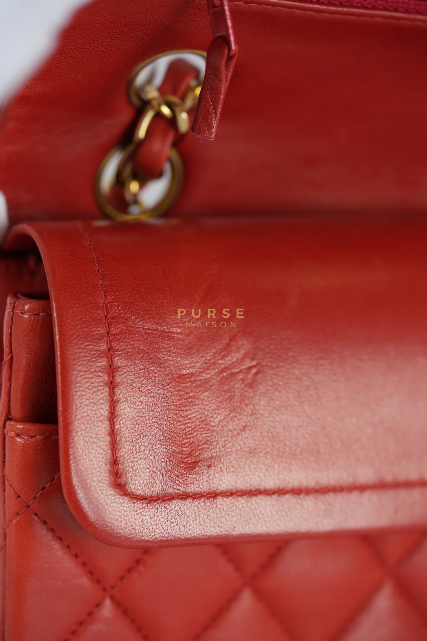 Chanel Classic Double Flap Small Vintage in Red Lambskin Leather and 24k Gold Hardware Series 6 - Image 44