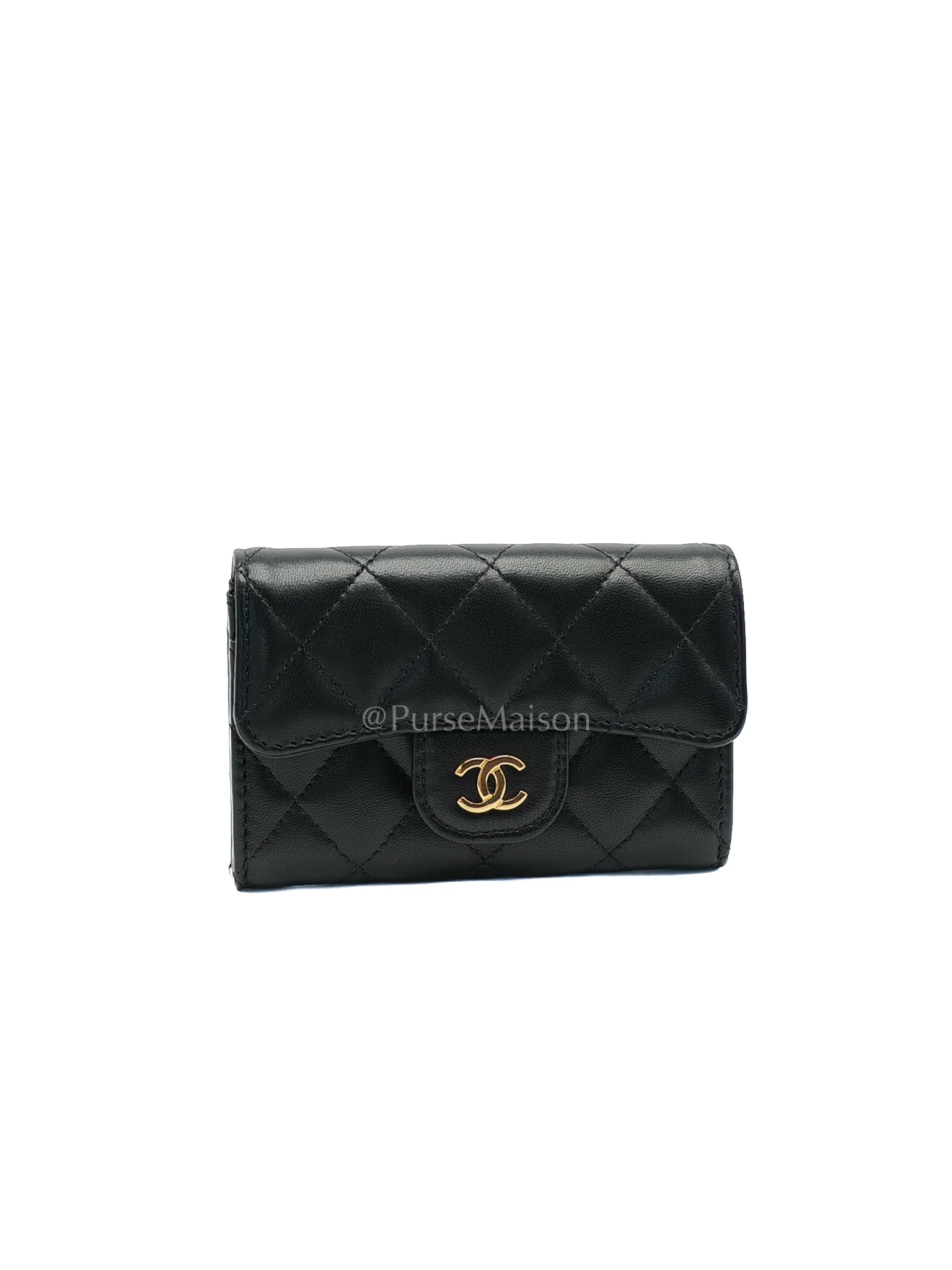 Chanel Classic Flap Card Holder Black Lambskin Leather in Gold Hardware (Microchip) - Image 2