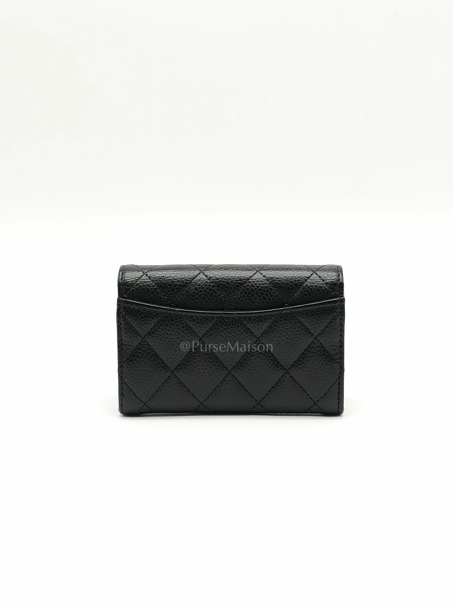 Chanel Classic Flap Card Holder in Black Quilted Caviar Leather and Gold Hardware Microchip - Image 4