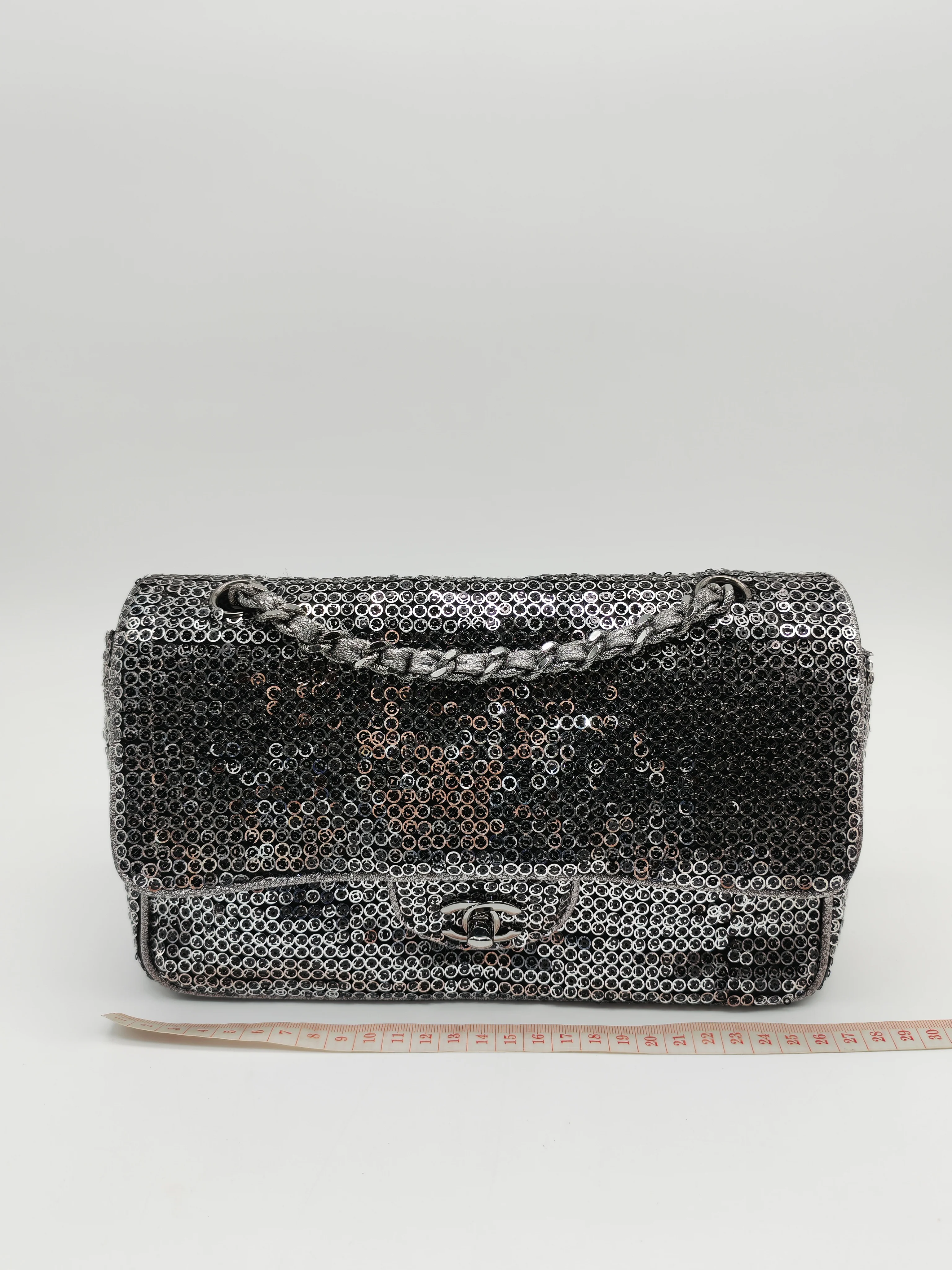 Chanel Classic Single Flap Bag in Silver Sequins & Silver Hardware Series 11 - Image 19