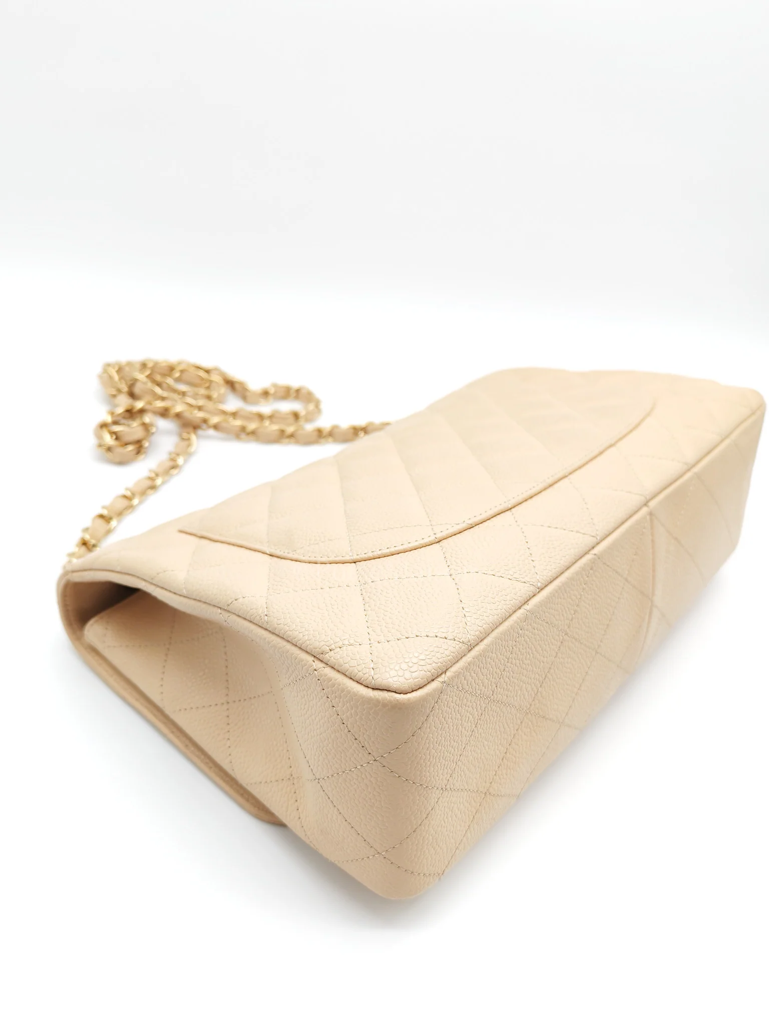 Chanel Classic Single Flap Jumbo Clair Beige Caviar Leather in Gold Hardware (Series 13) - Image 10