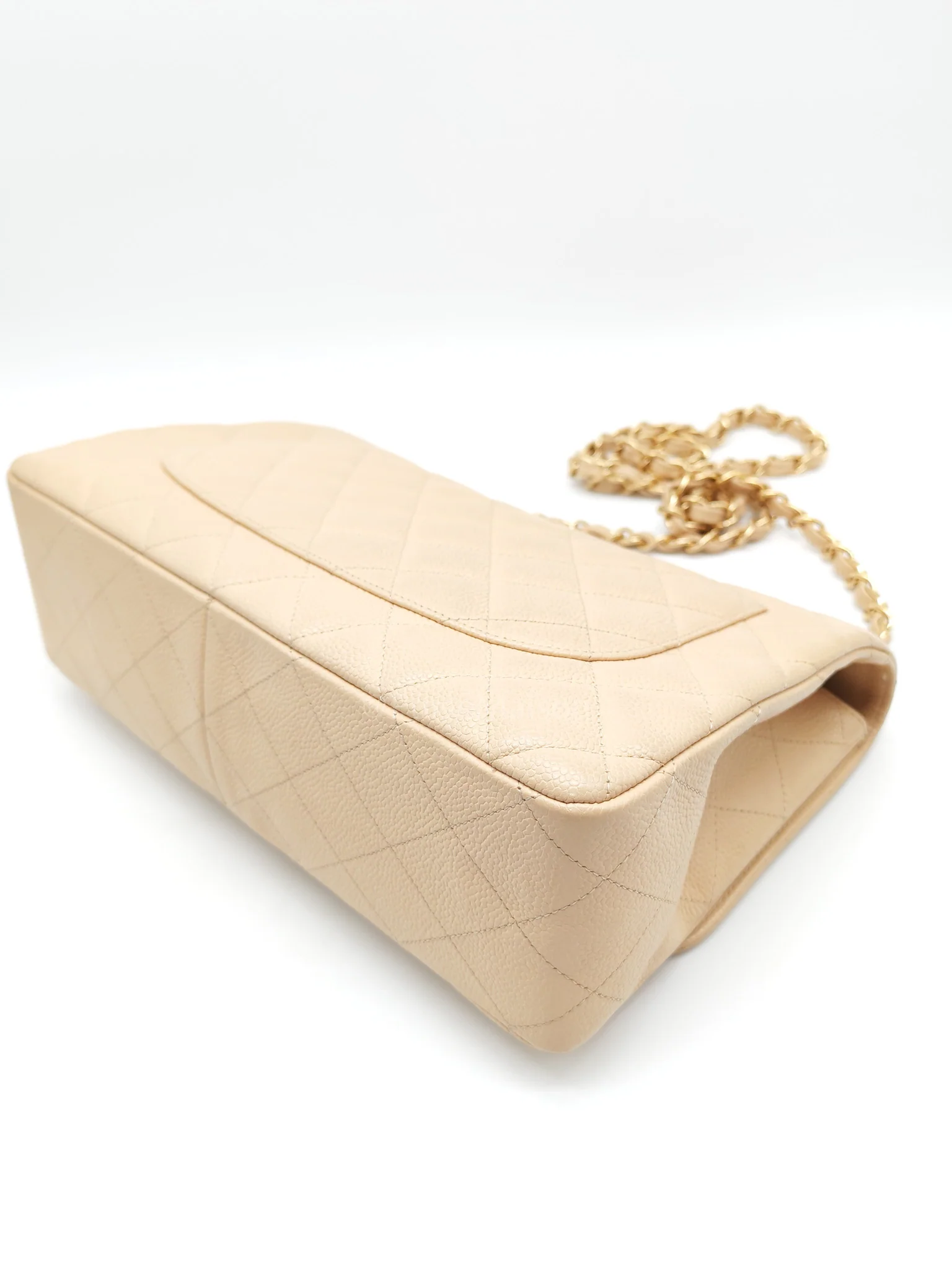 Chanel Classic Single Flap Jumbo Clair Beige Caviar Leather in Gold Hardware (Series 13) - Image 11
