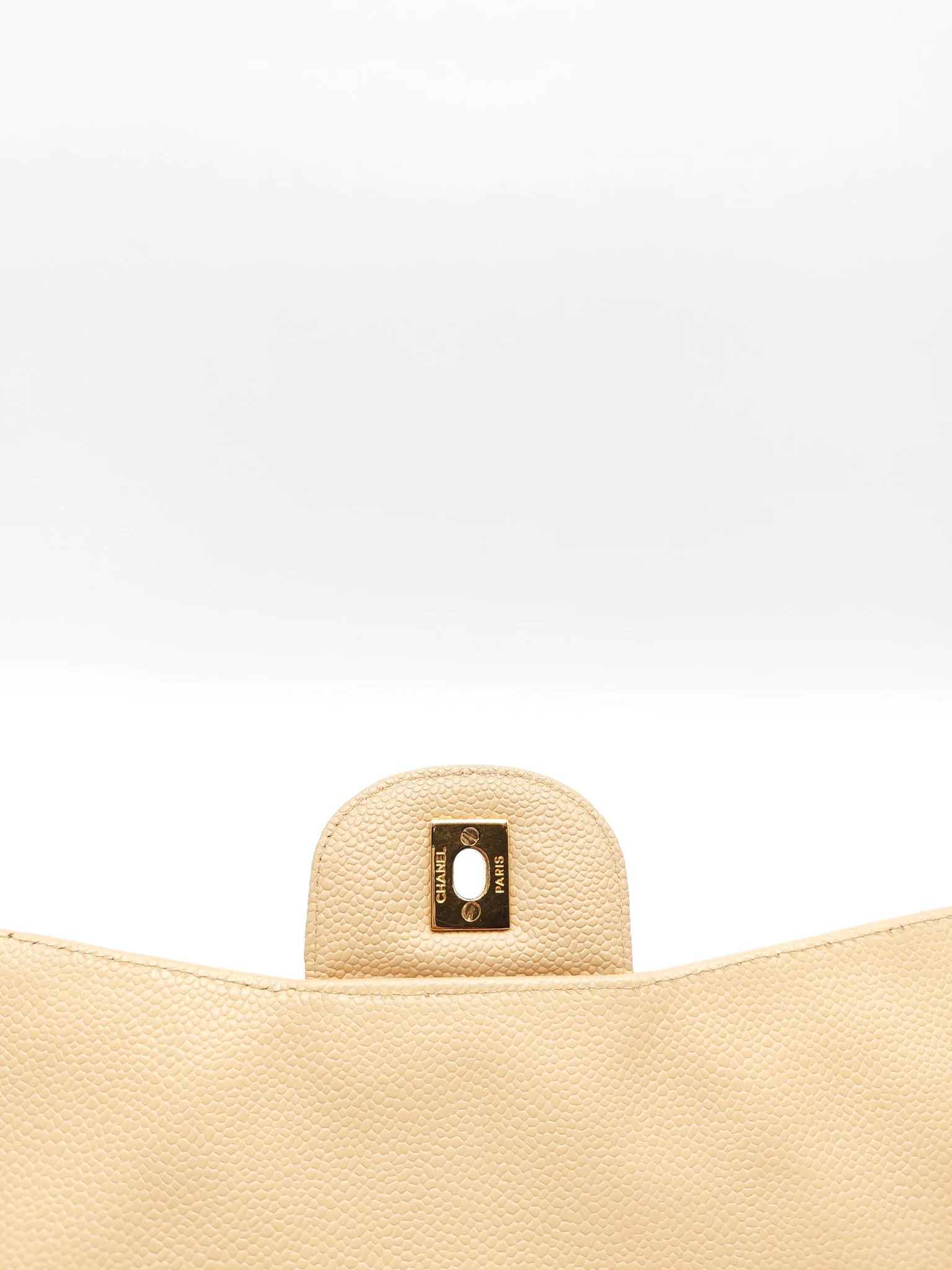 Chanel Classic Single Flap Jumbo Clair Beige Caviar Leather in Gold Hardware (Series 13) - Image 14