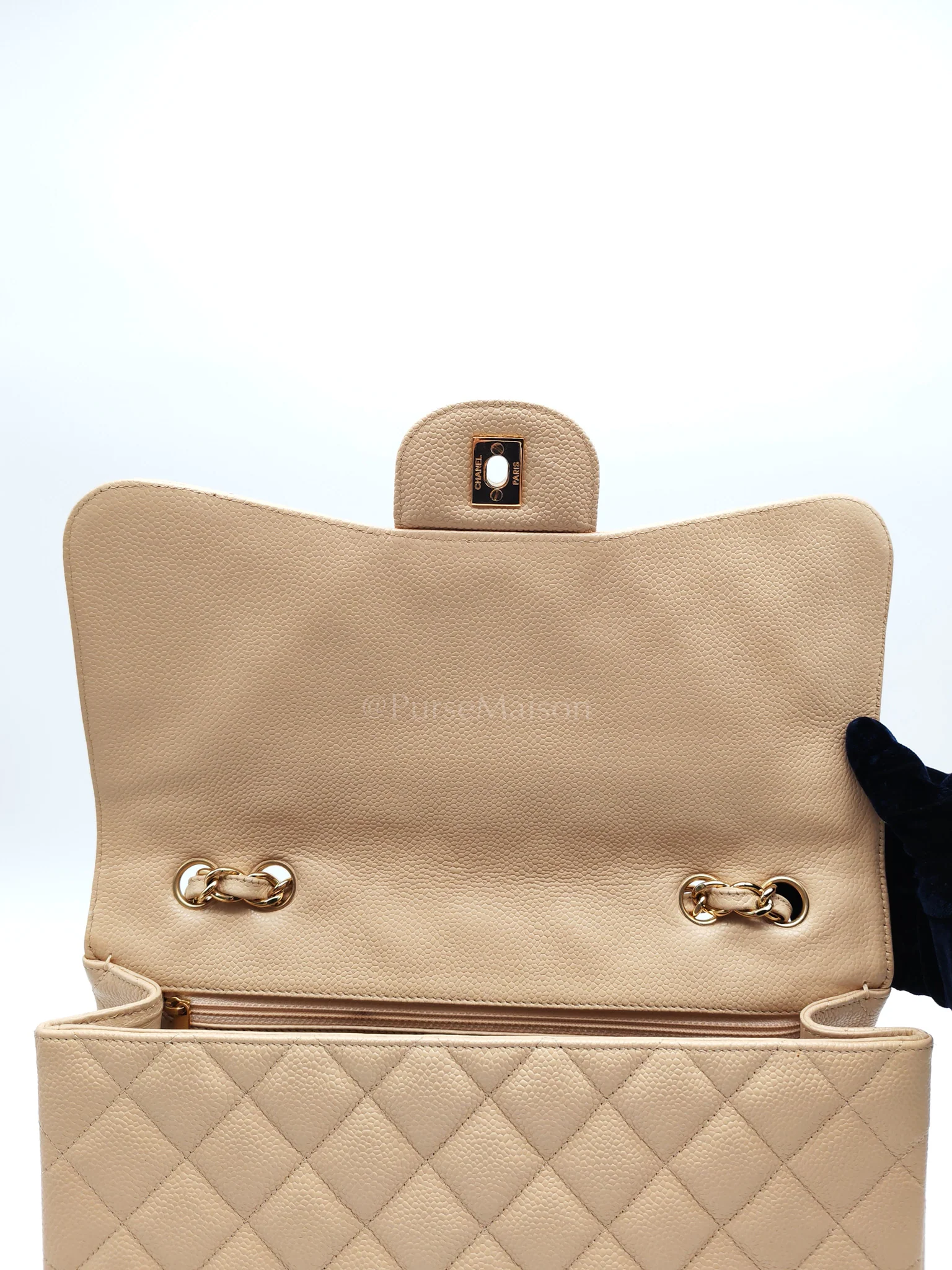 Chanel Classic Single Flap Jumbo Clair Beige Caviar Leather in Gold Hardware (Series 13) - Image 15