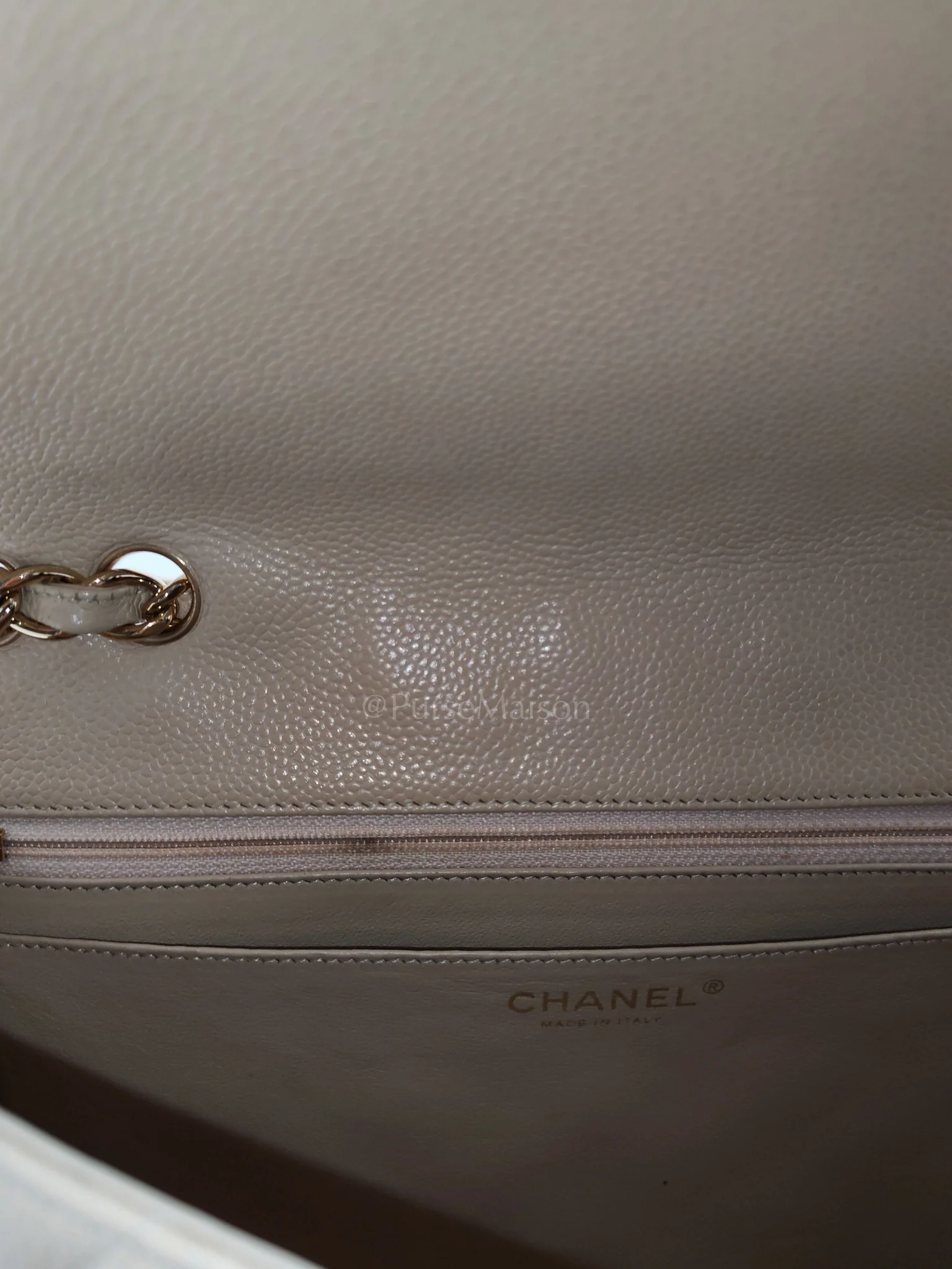 Chanel Classic Single Flap Jumbo Clair Beige Caviar Leather in Gold Hardware (Series 13) - Image 17