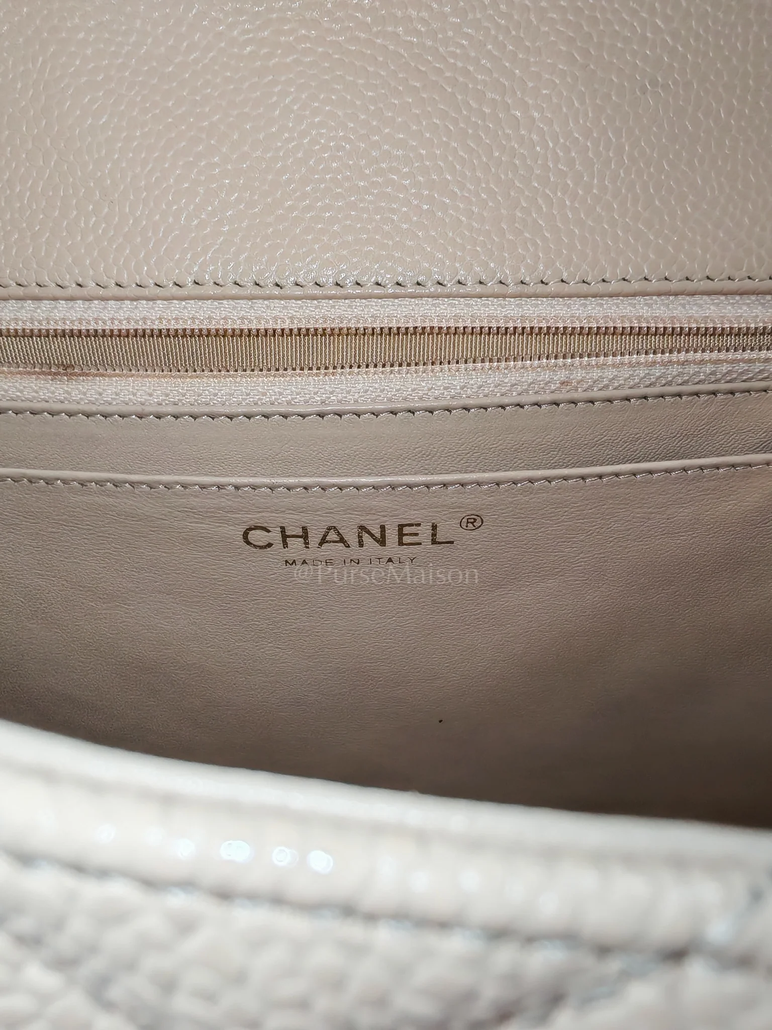 Chanel Classic Single Flap Jumbo Clair Beige Caviar Leather in Gold Hardware (Series 13) - Image 22