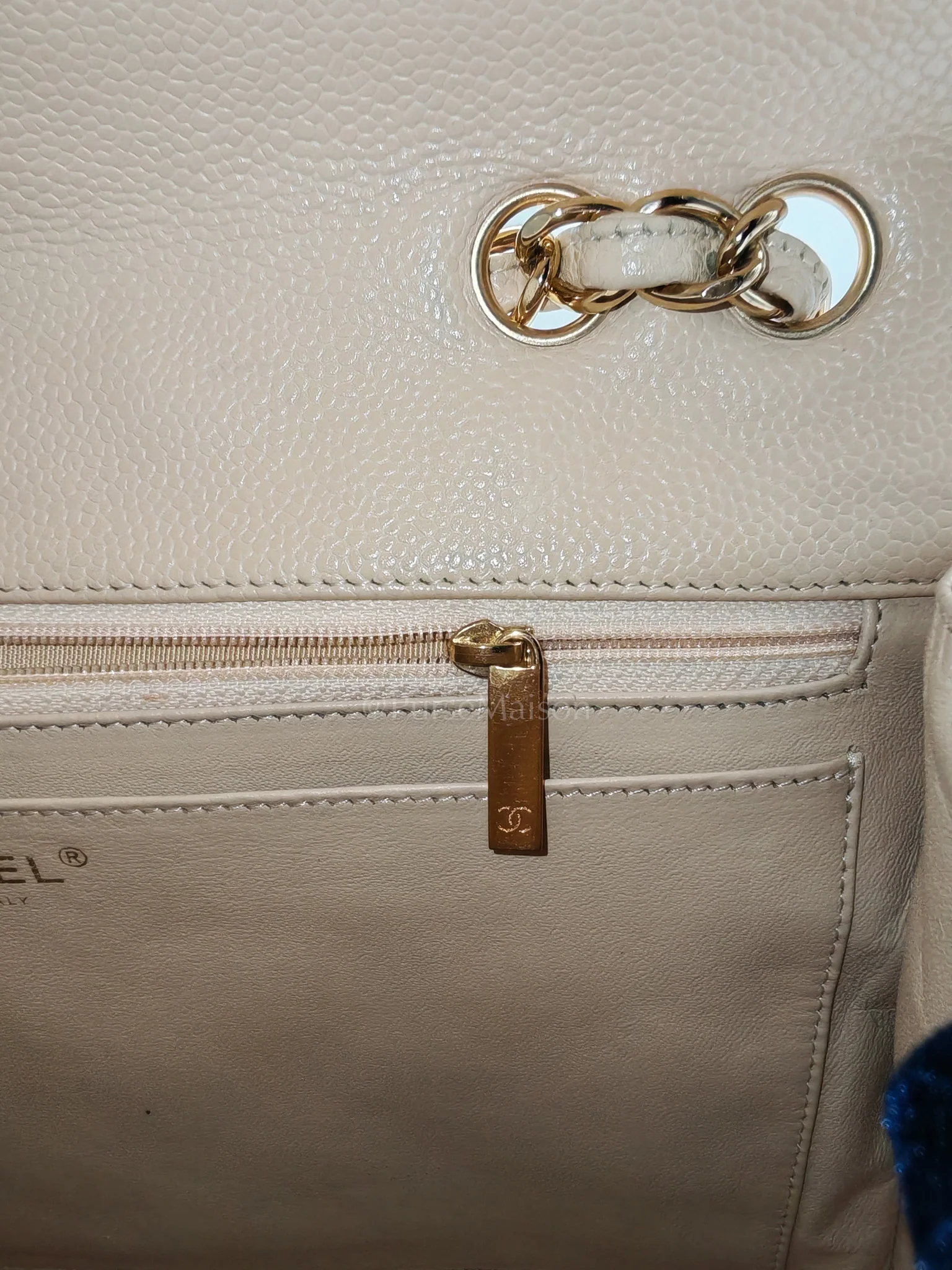 Chanel Classic Single Flap Jumbo Clair Beige Caviar Leather in Gold Hardware (Series 13) - Image 23