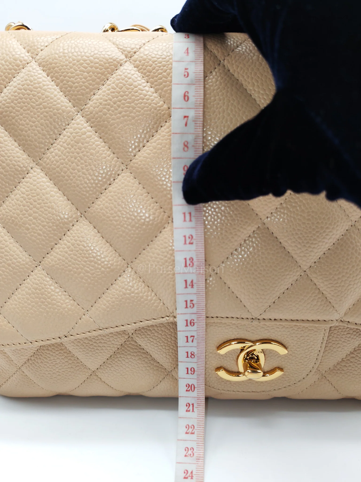 Chanel Classic Single Flap Jumbo Clair Beige Caviar Leather in Gold Hardware (Series 13) - Image 27