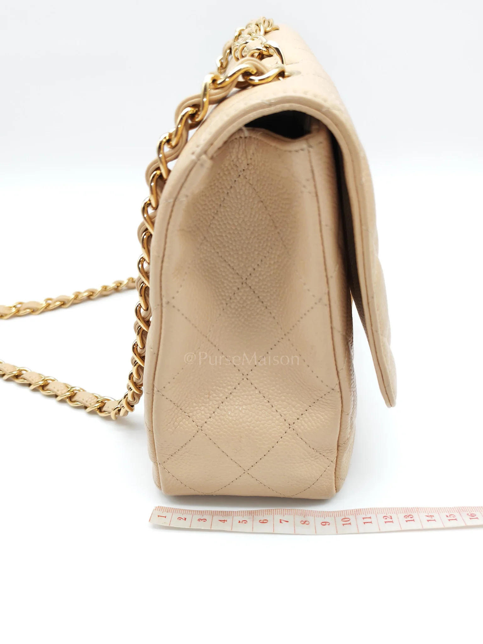 Chanel Classic Single Flap Jumbo Clair Beige Caviar Leather in Gold Hardware (Series 13) - Image 28