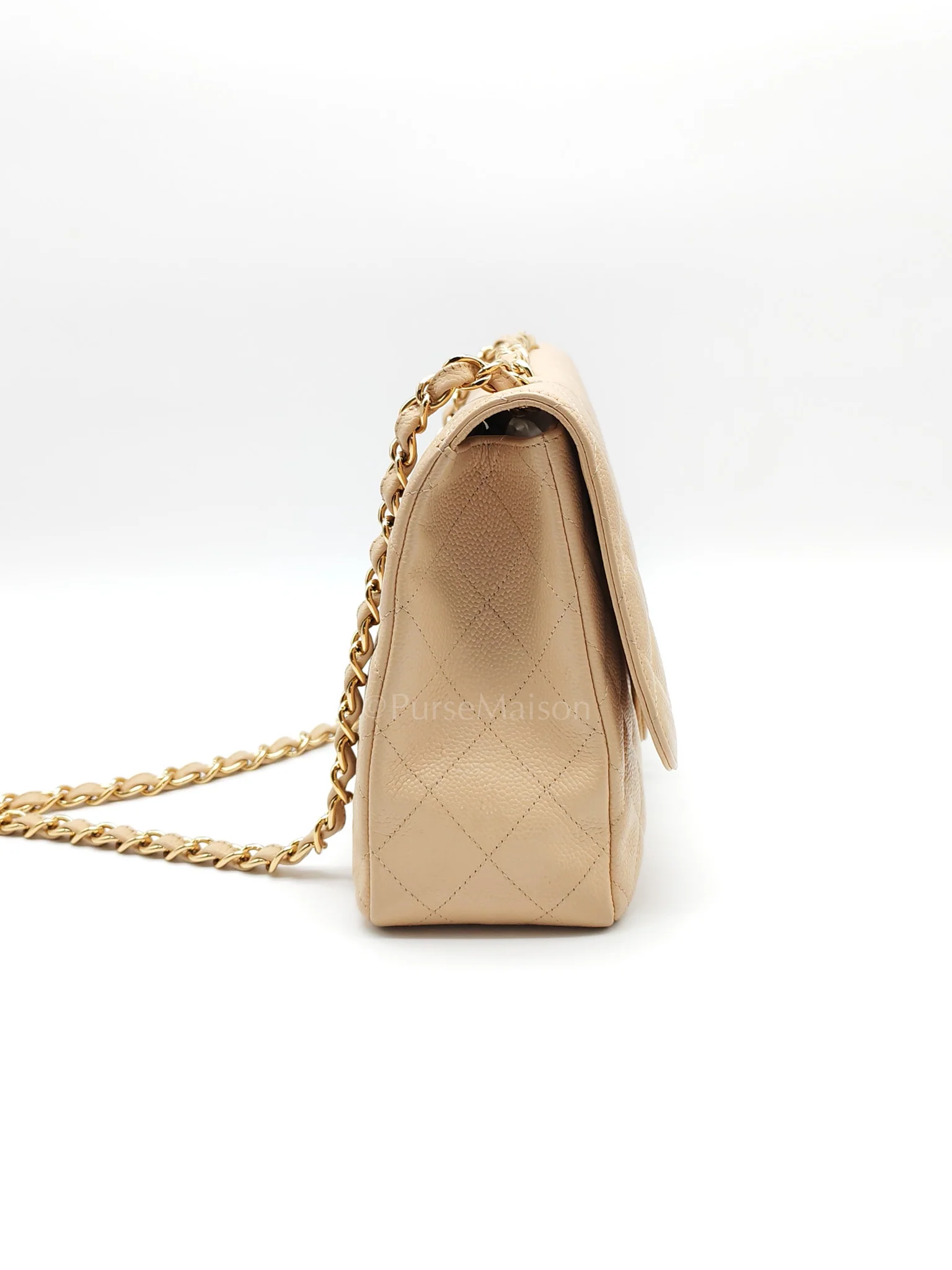 Chanel Classic Single Flap Jumbo Clair Beige Caviar Leather in Gold Hardware (Series 13) - Image 5