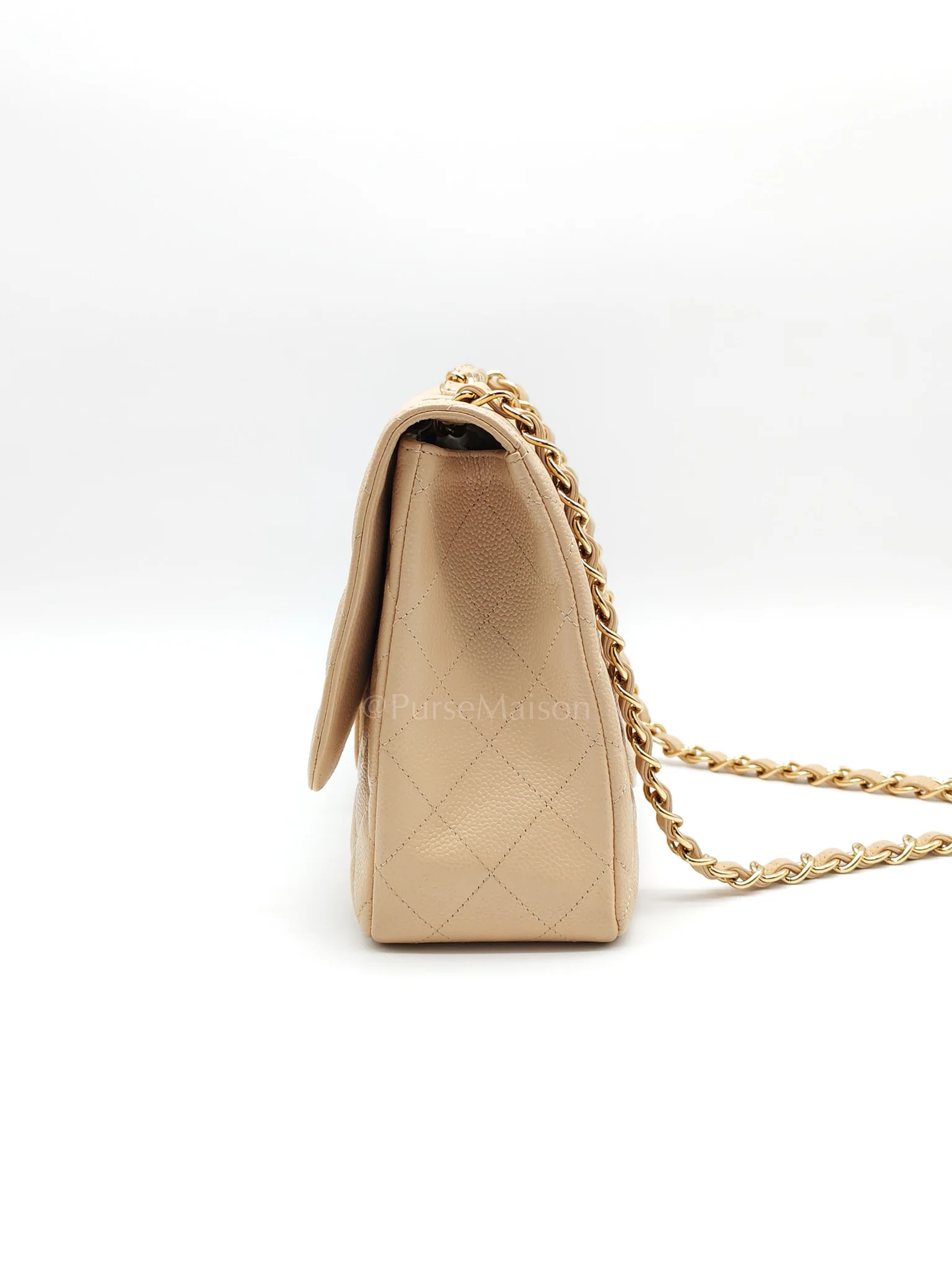 Chanel Classic Single Flap Jumbo Clair Beige Caviar Leather in Gold Hardware (Series 13) - Image 6