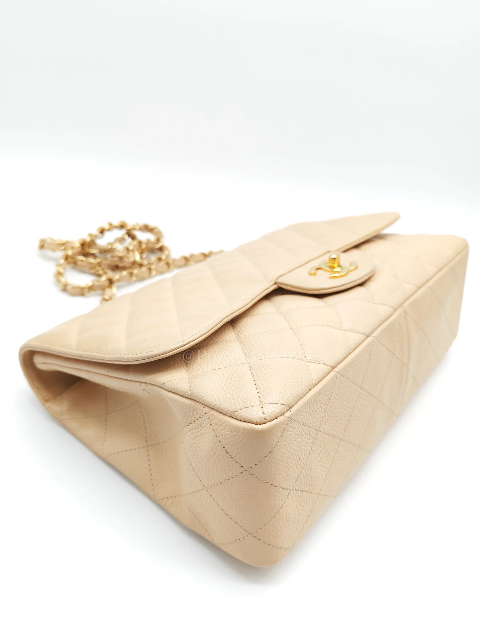 Chanel Classic Single Flap Jumbo Clair Beige Caviar Leather in Gold Hardware (Series 13) - Image 8