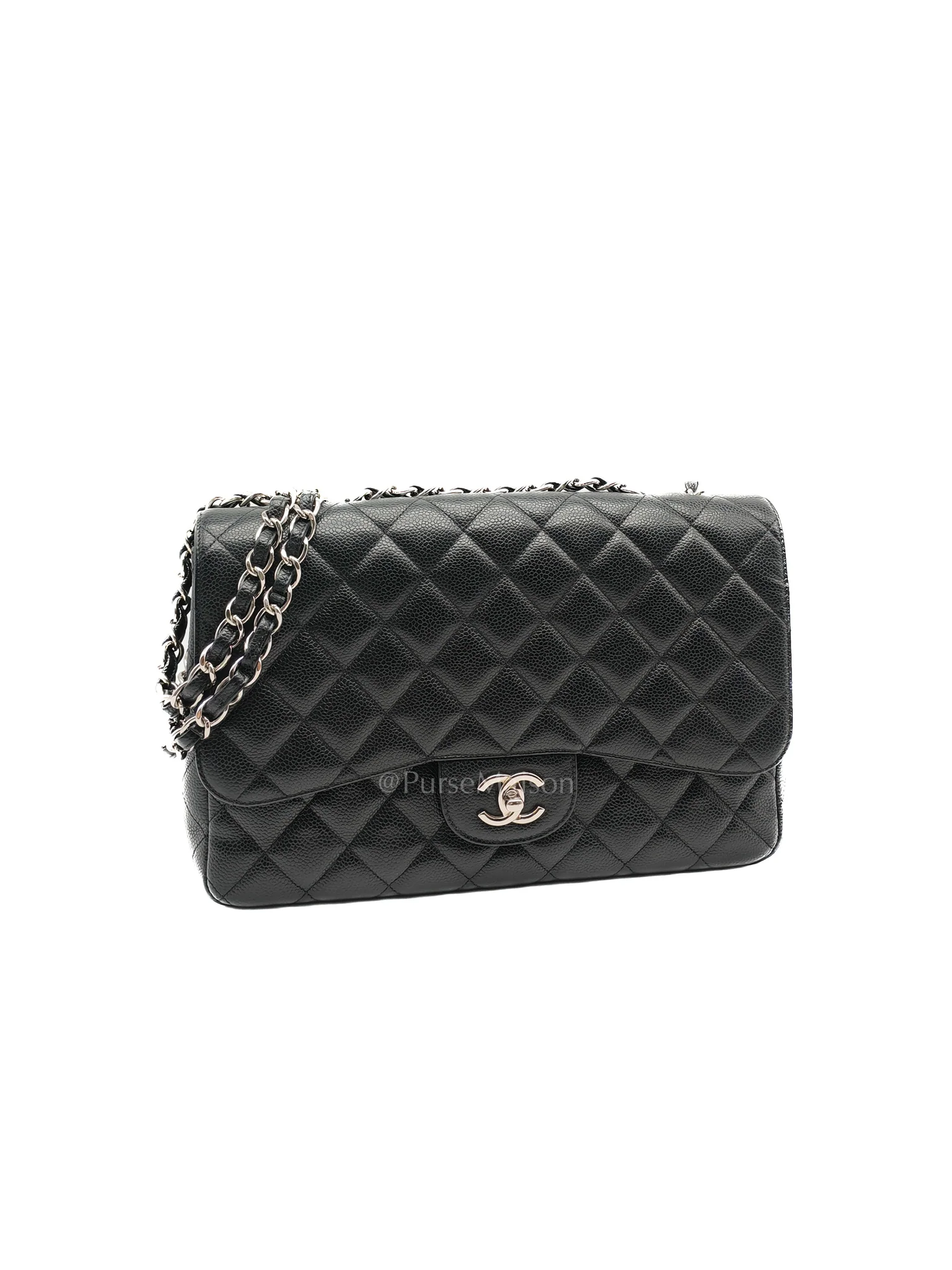 Chanel Classic Single Flap Jumbo in Black Caviar Leather Silver Hardware (Series 13) - Image 3